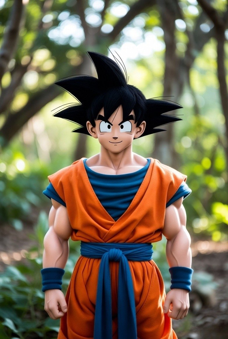 Goku Anime Warrior in Forest HD Aesthetic Wallpaper