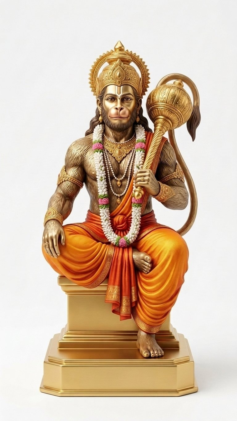 Golden Hanuman Idol Sitting with Gada HD Wallpaper