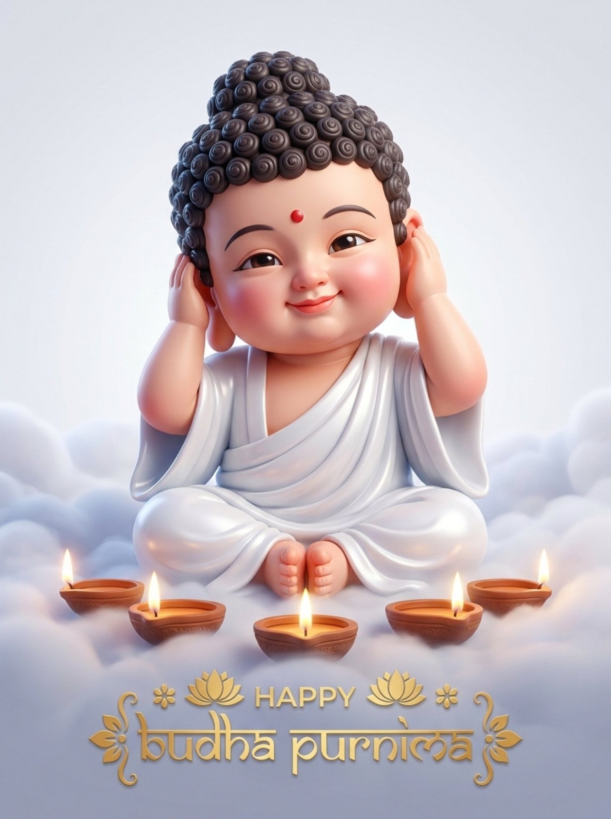 Happy Buddha Purnima Cute Baby Buddha 4K Wallpaper