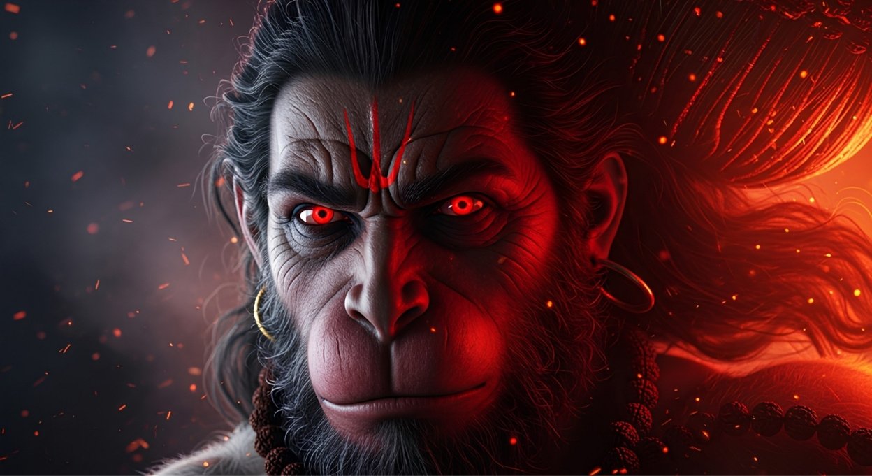 Angry Hanuman Fiery Eyes Powerful HD Wallpaper