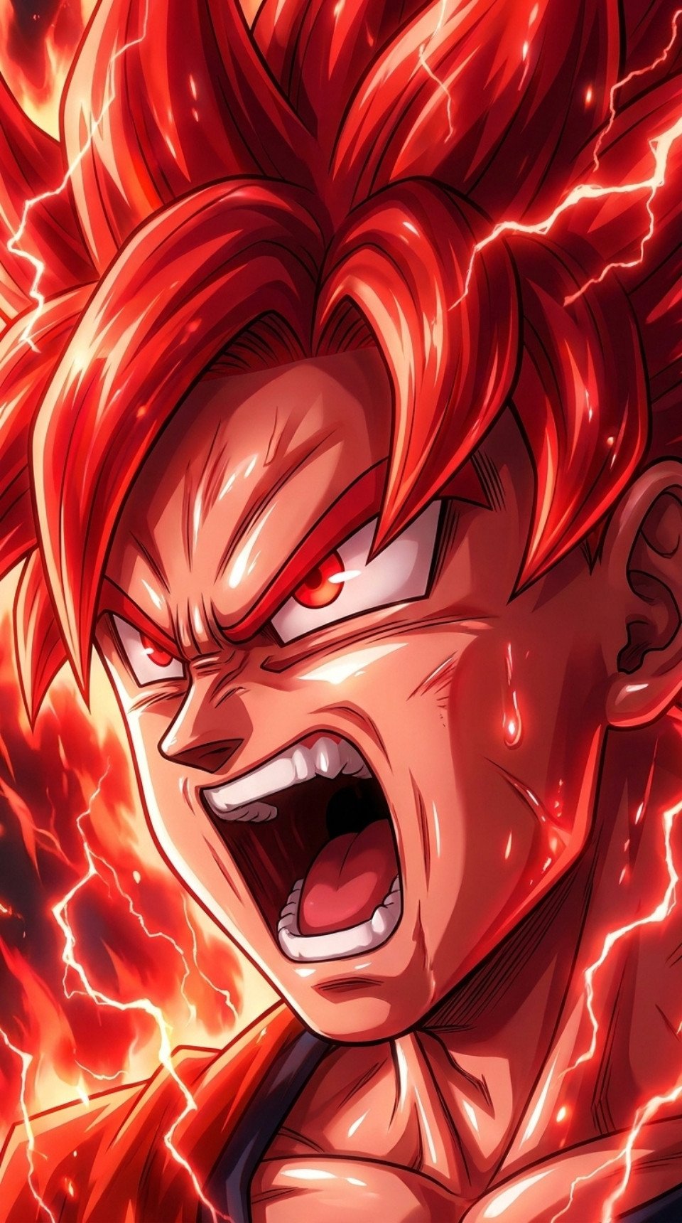 Fierce Goku Red Aura Power Up HD Wallpaper