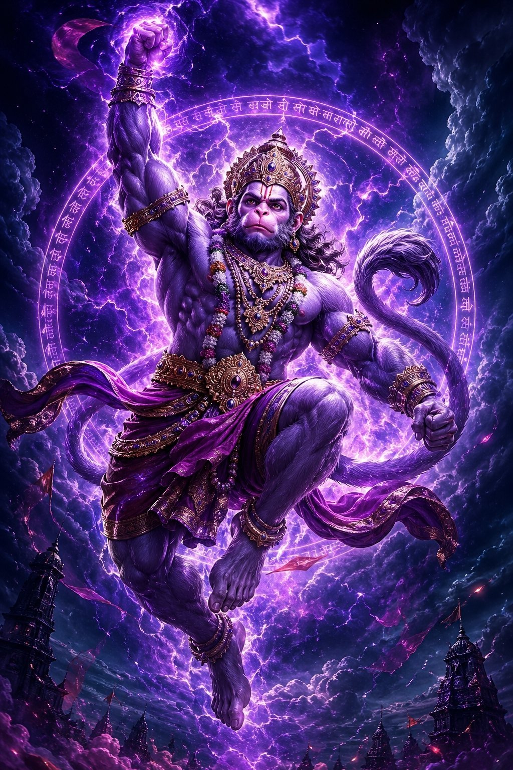 Divine Hanuman Purple Energy Power HD Wallpaper