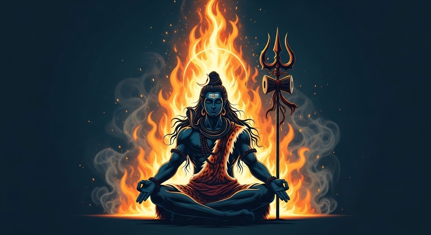 Lord Shiva Fire Meditation Powerful Mahadev Art HD