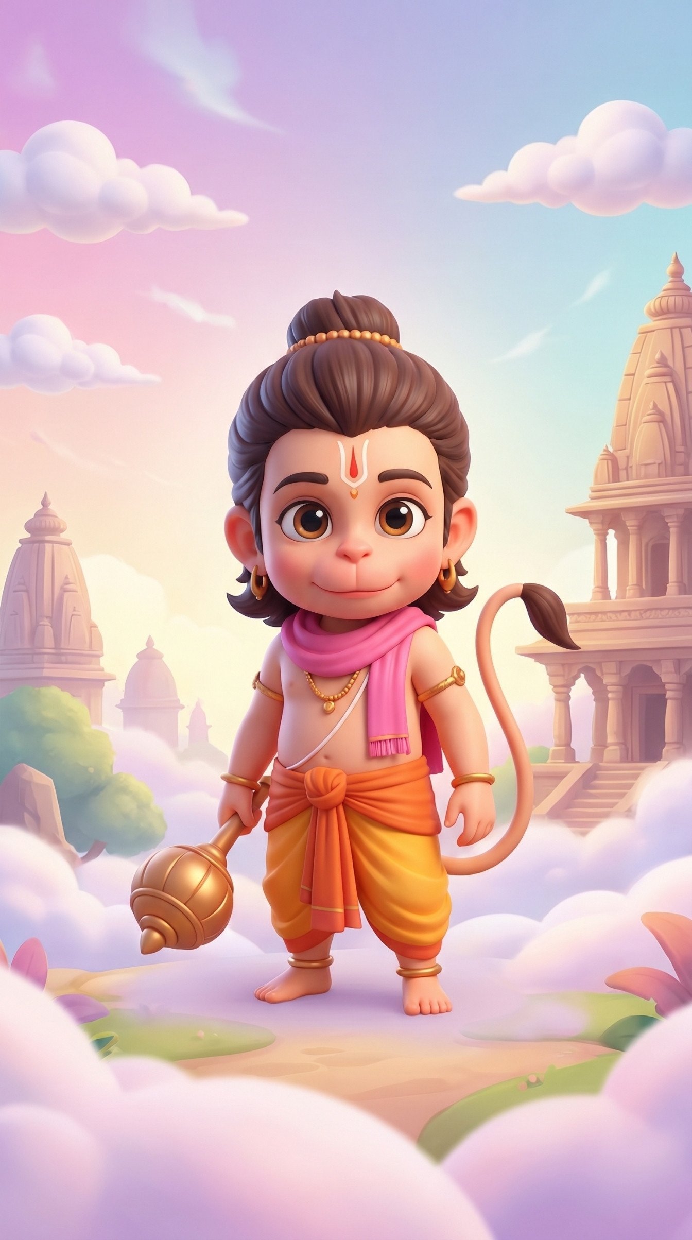 Cute Bal Hanuman 3D Cartoon HD Wallpaper