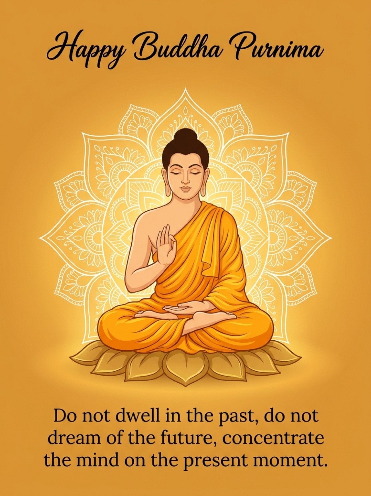 Happy Buddha Purnima Quote Wallpaper Calm Spiritual Art