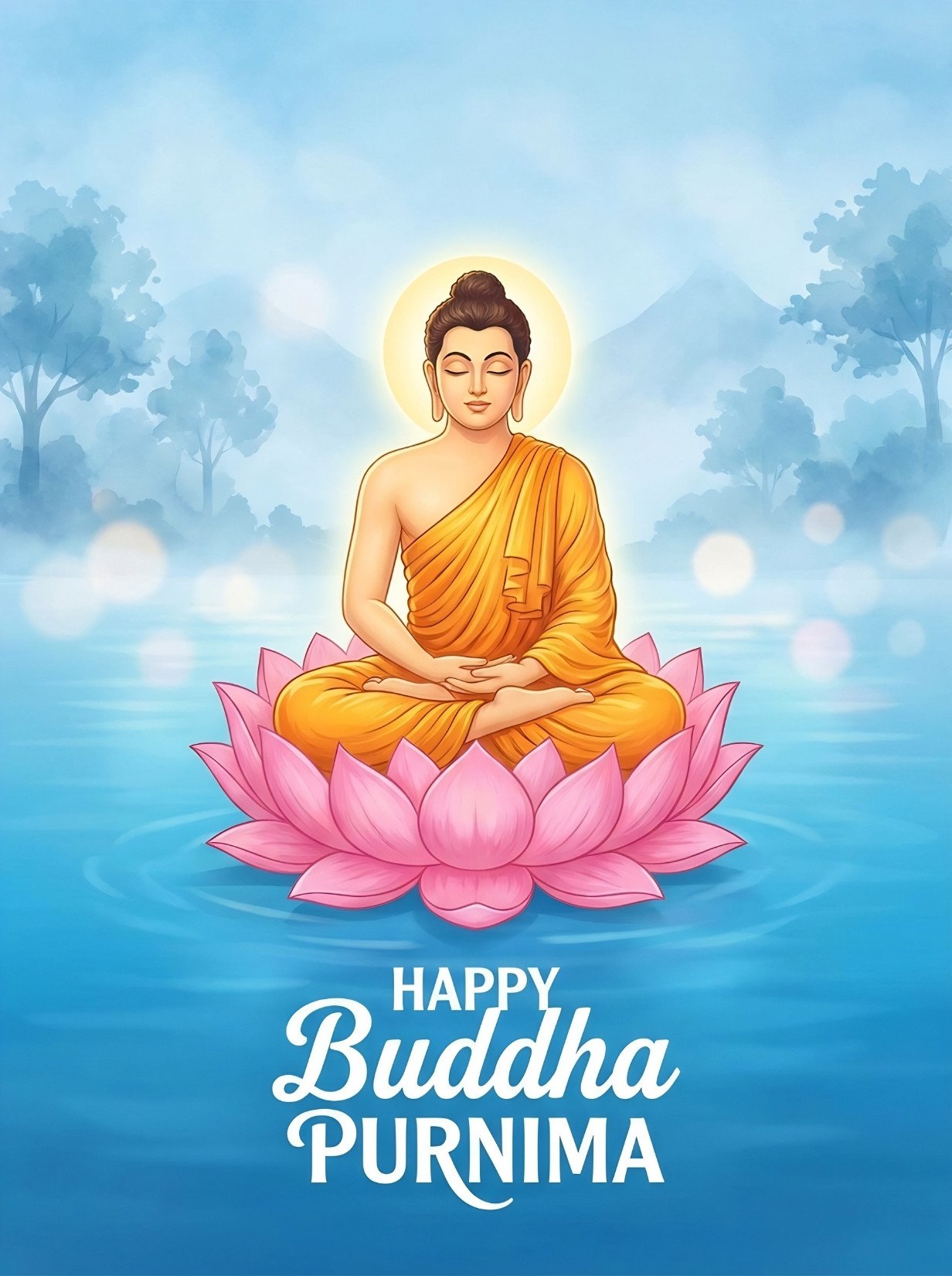 Peaceful Buddha Lotus Meditation Happy Buddha Purnima Wallpaper