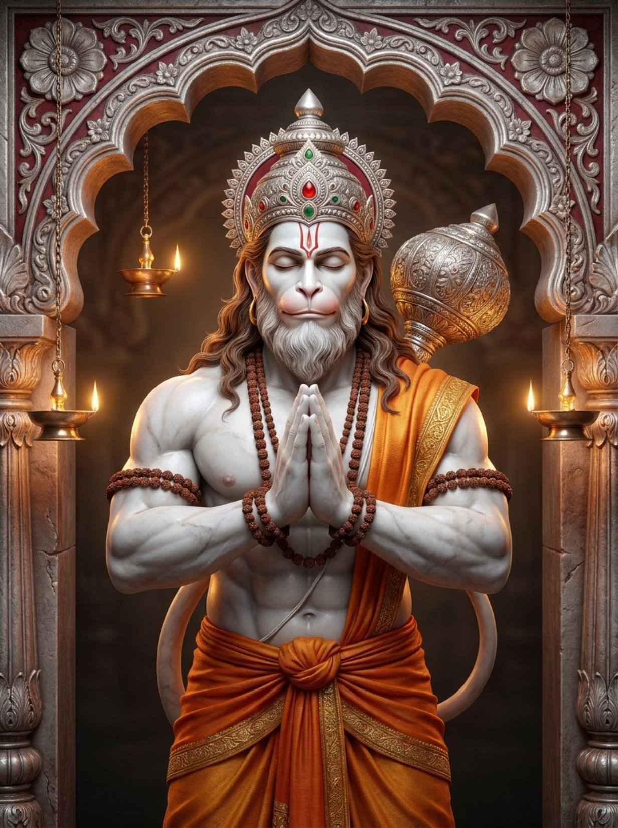 Hanuman Namaste Temple Prayer Divine HD Wallpaper