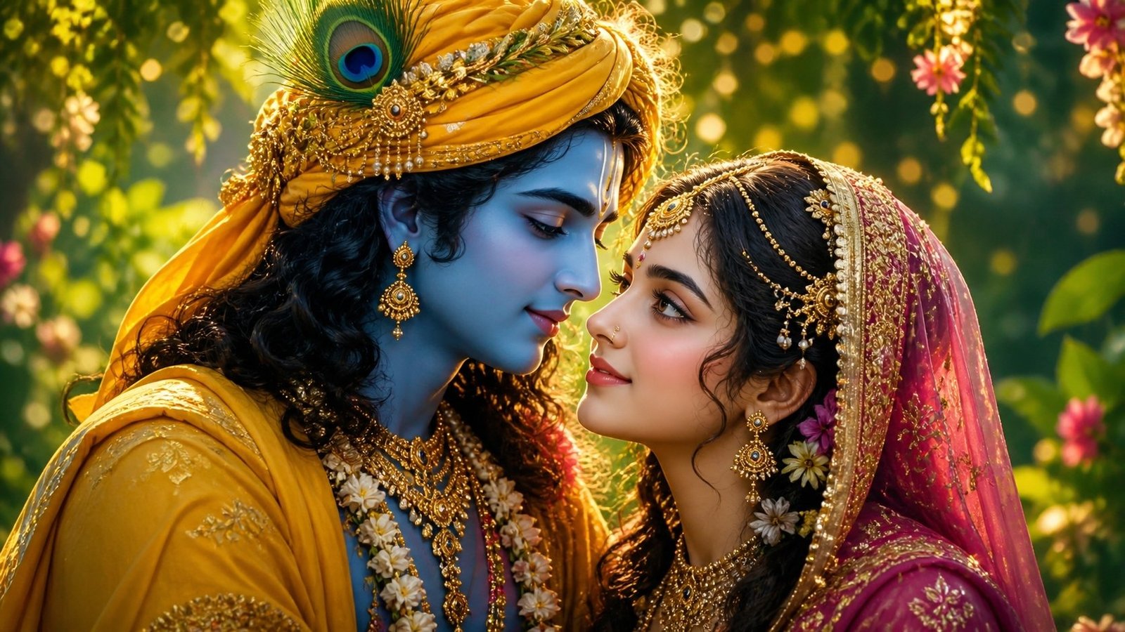 Radha Krishna Romantic Divine Love HD Wallpaper