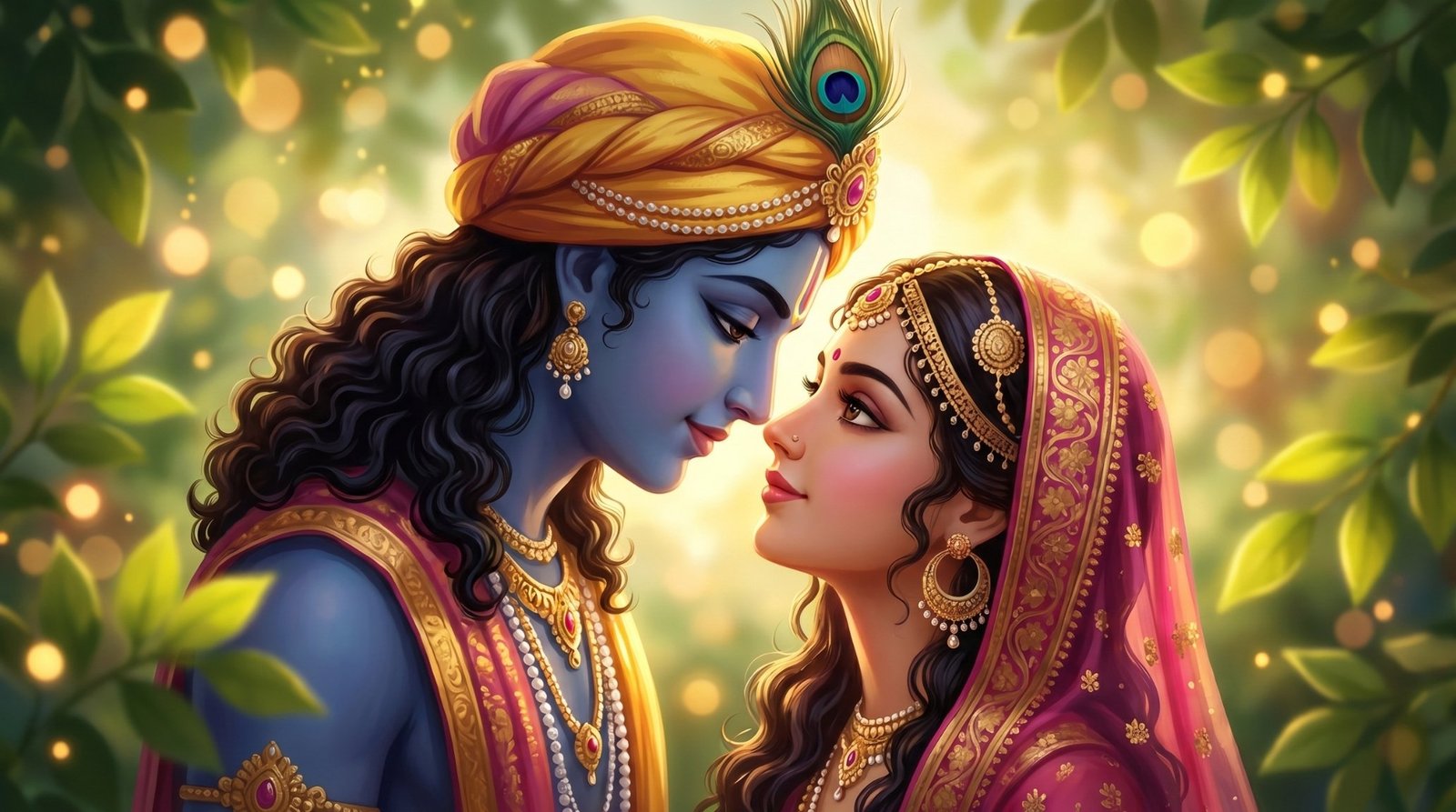 Romantic Radha Krishna Divine Love Wallpaper