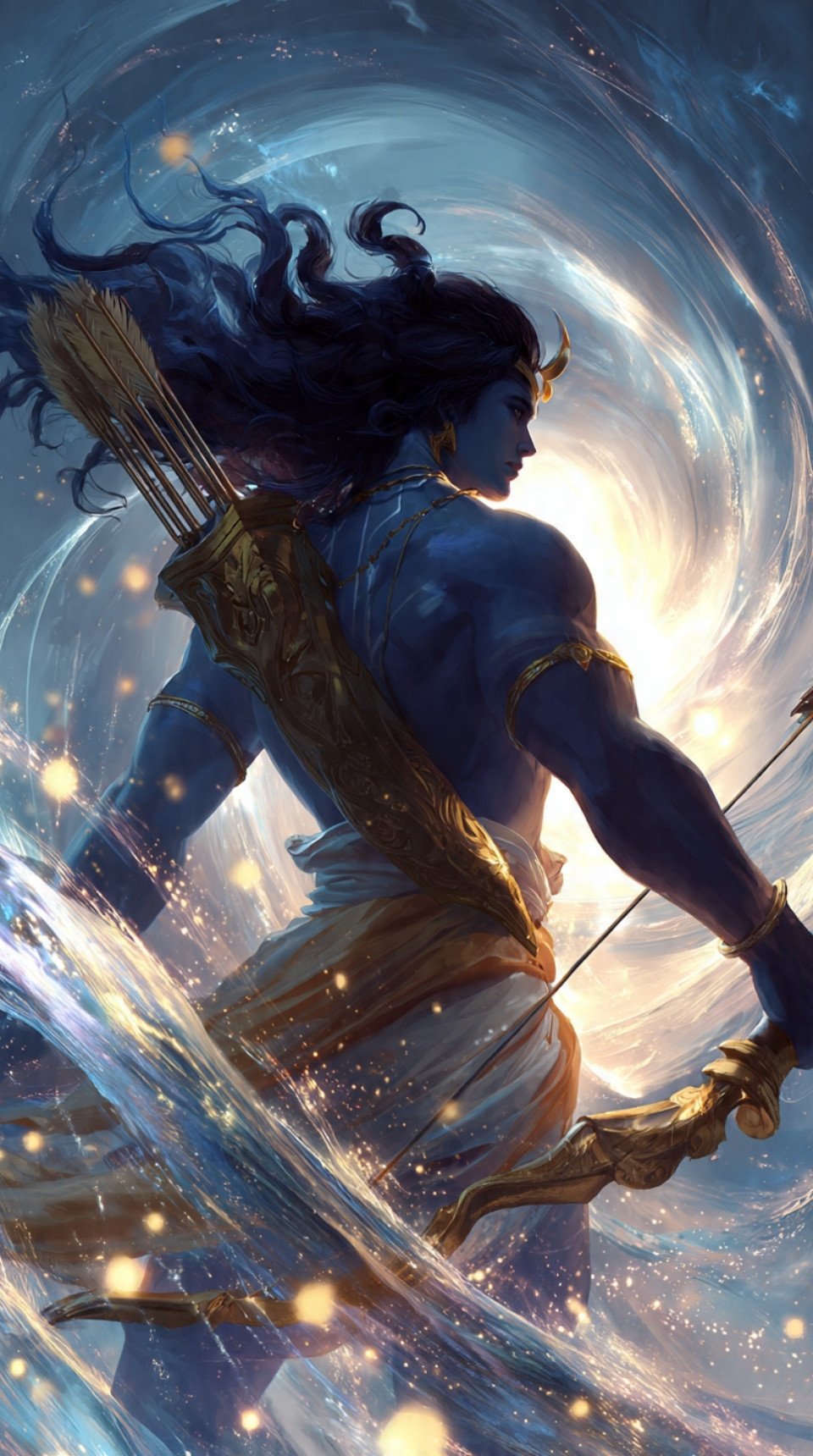 Divine Lord Ram Cosmic Warrior HD Wallpaper