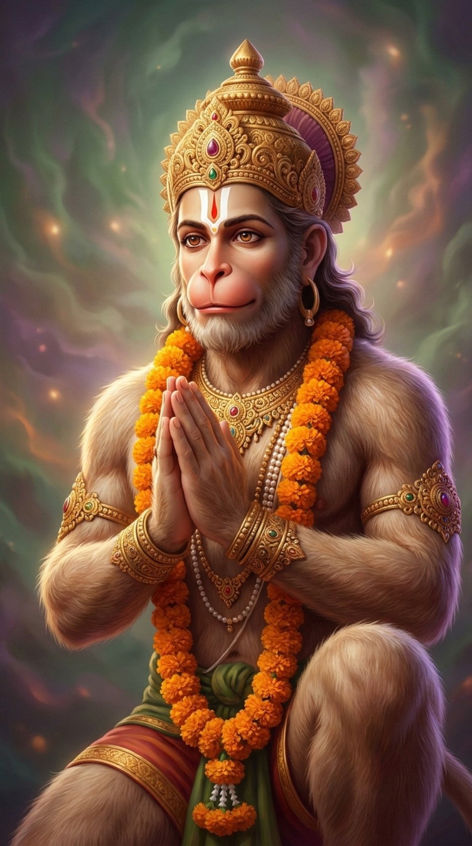 Divine Hanuman Ji Prayer Pose HD Wallpaper