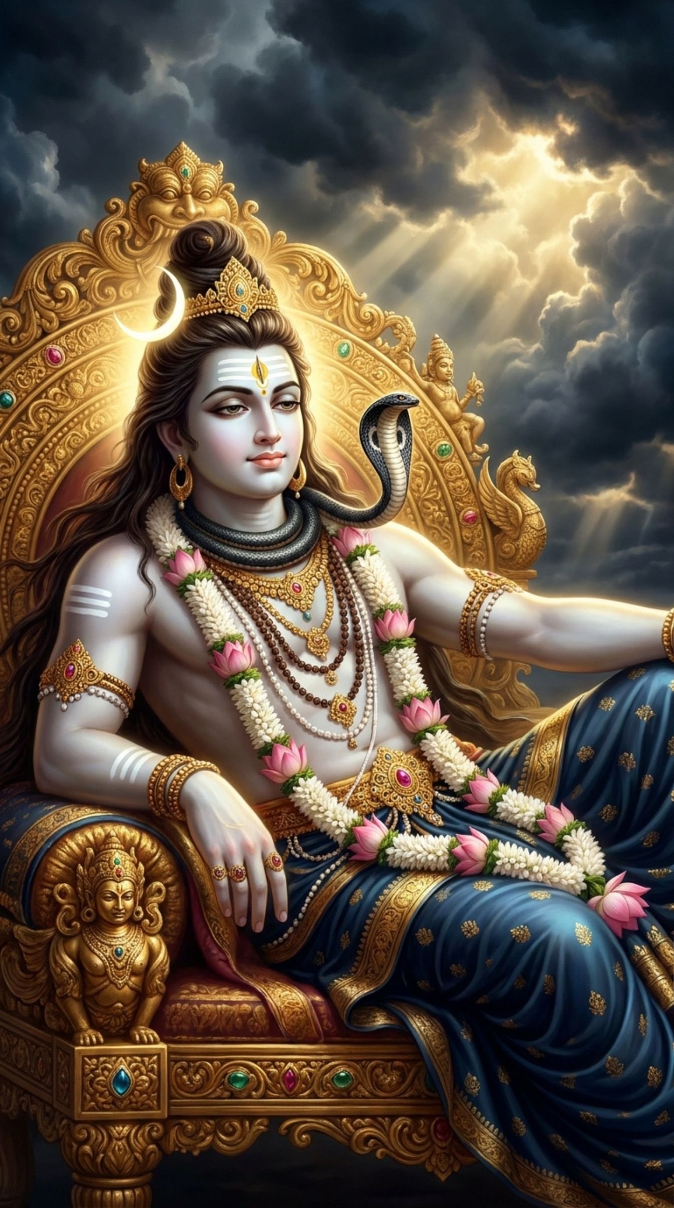 Royal Mahadev Throne HD Spiritual Wallpaper
