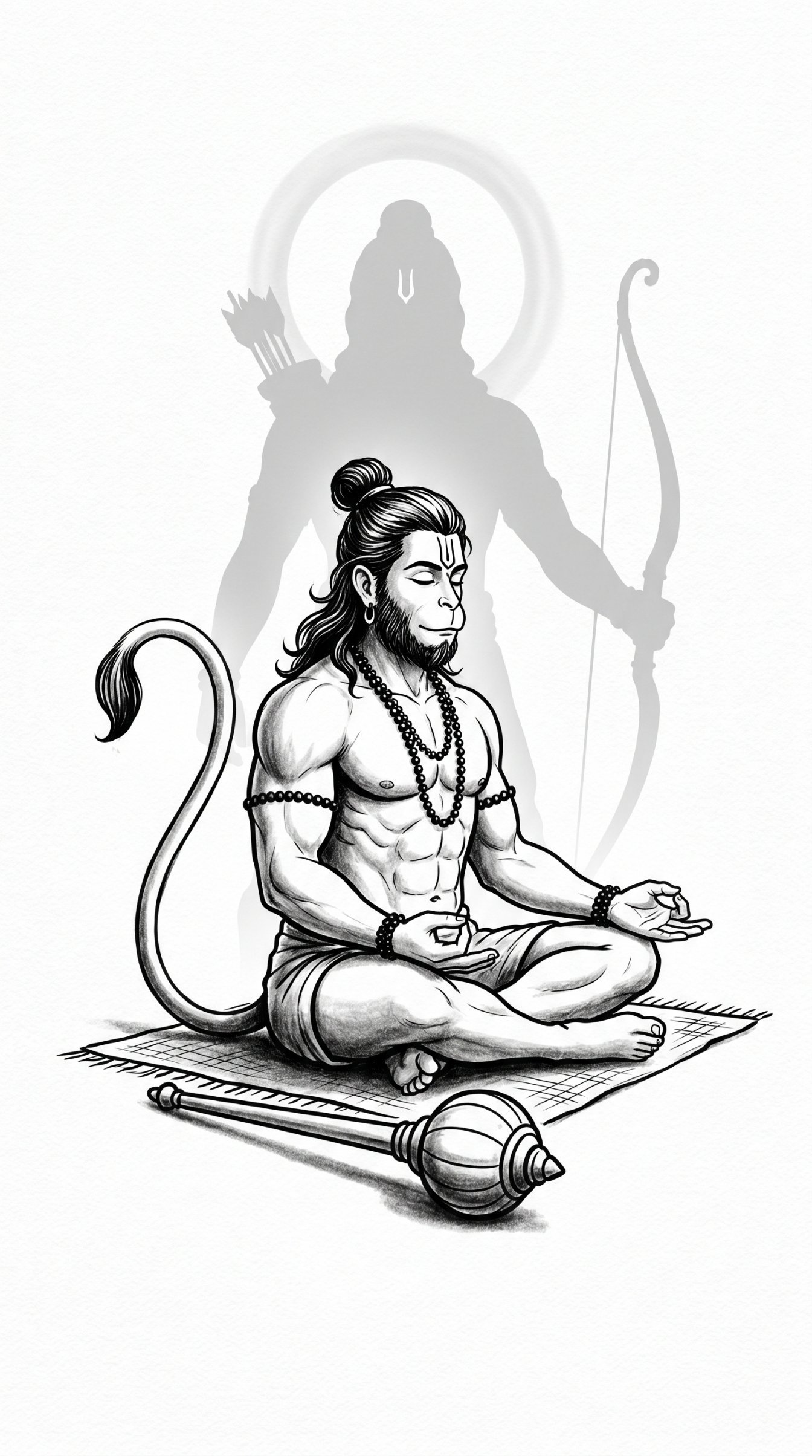 Meditating Lord Hanuman Minimal HD Wallpaper 4K Wallpaper for iPhone & Android