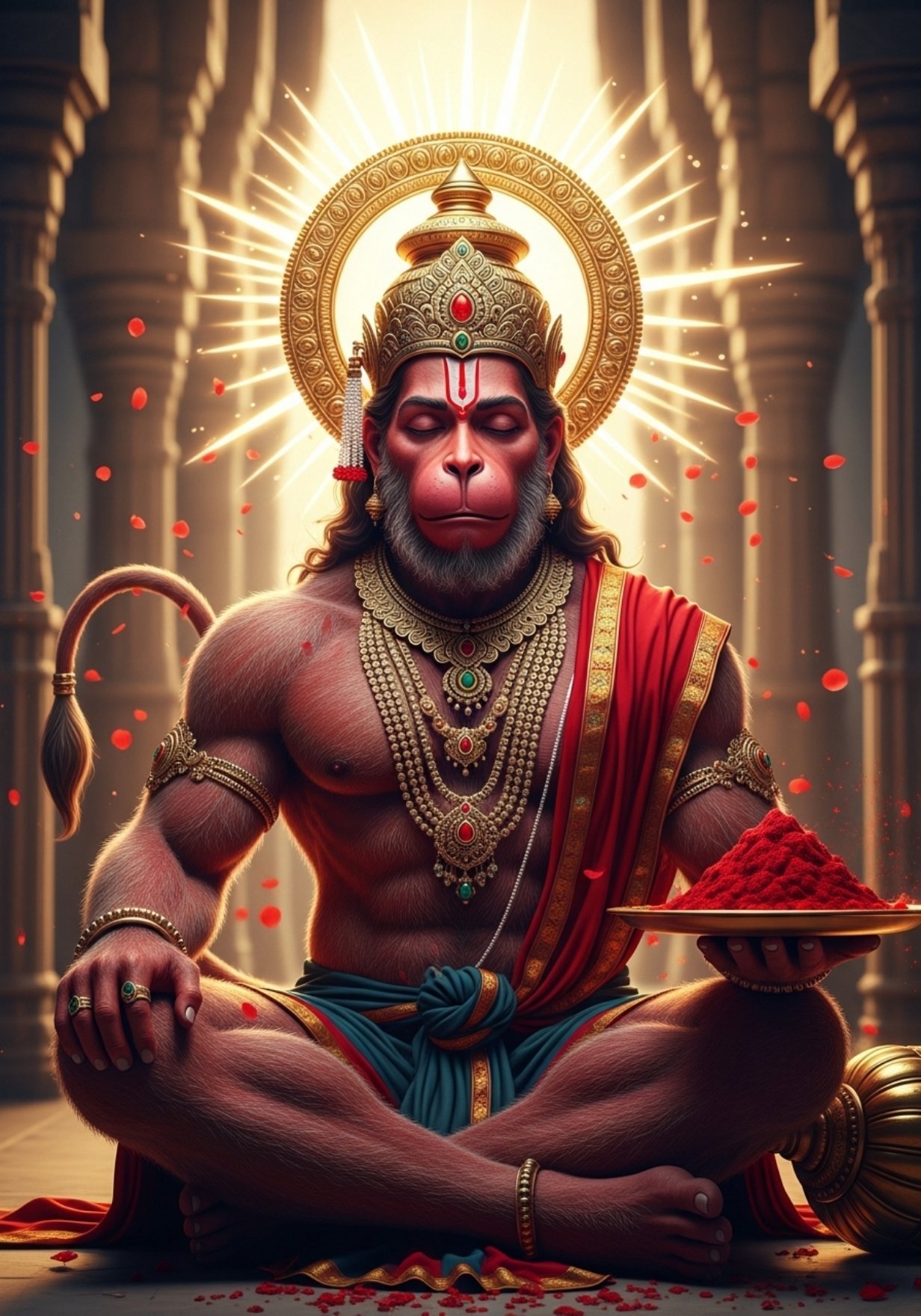 Divine Hanuman Ji Sindoor HD Wallpaper 4K Wallpaper for iPhone & Android