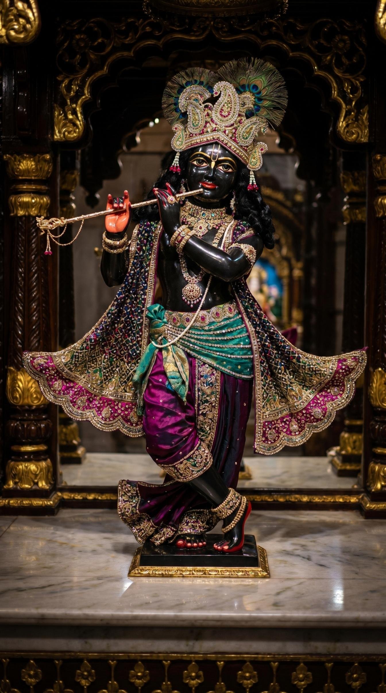 Black Krishna Idol Temple HD Wallpaper 4K Wallpaper for iPhone & Android