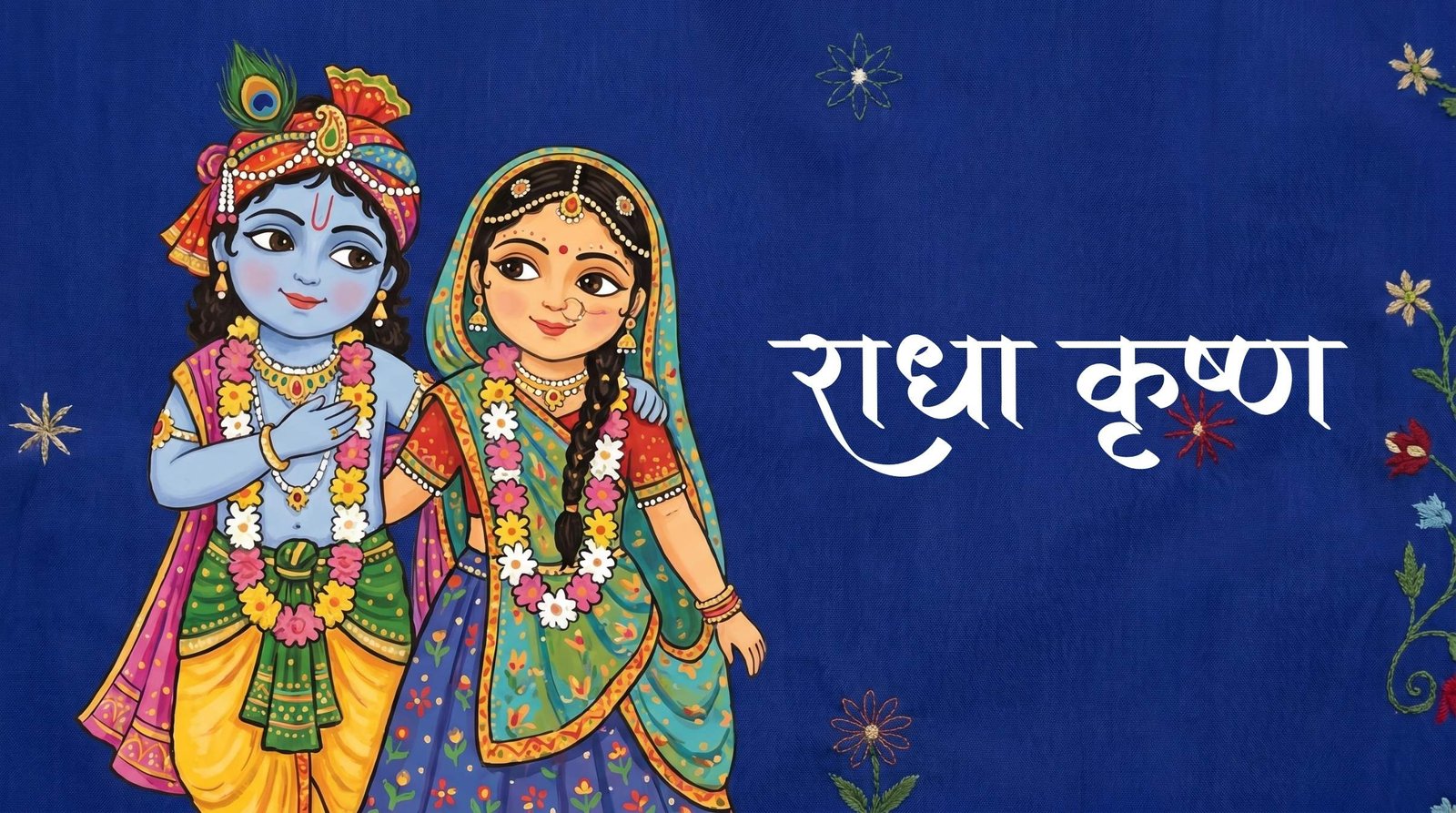 Cute Radha Krishna Cartoon Art HD Wallpaper