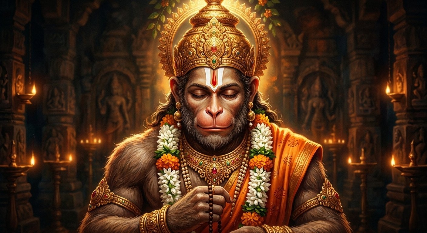 Meditating Hanuman Ji Temple HD Wallpaper 4K Wallpaper for iPhone & Android