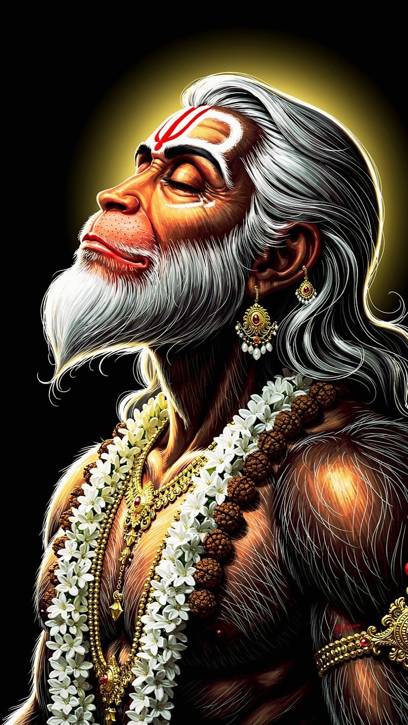 Wise Hanuman Devotion Portrait Wallpaper