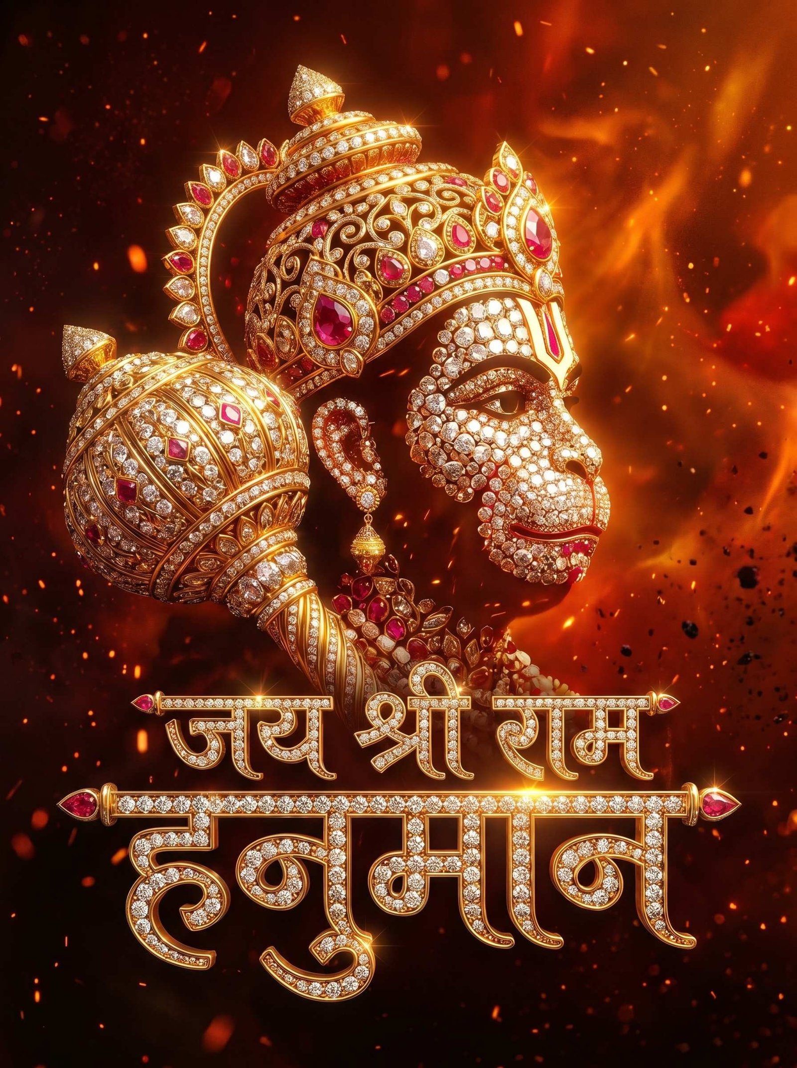 Jai Shri Ram Hanuman Golden Devotional Wallpaper