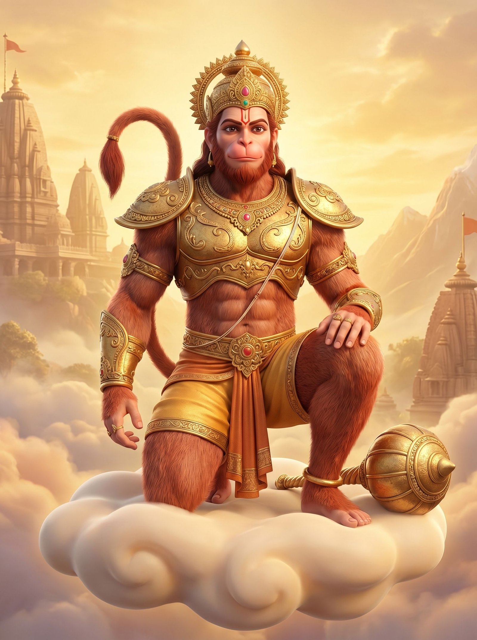 Divine Hanuman on Cloud HD Wallpaper 4K Wallpaper for iPhone & Android