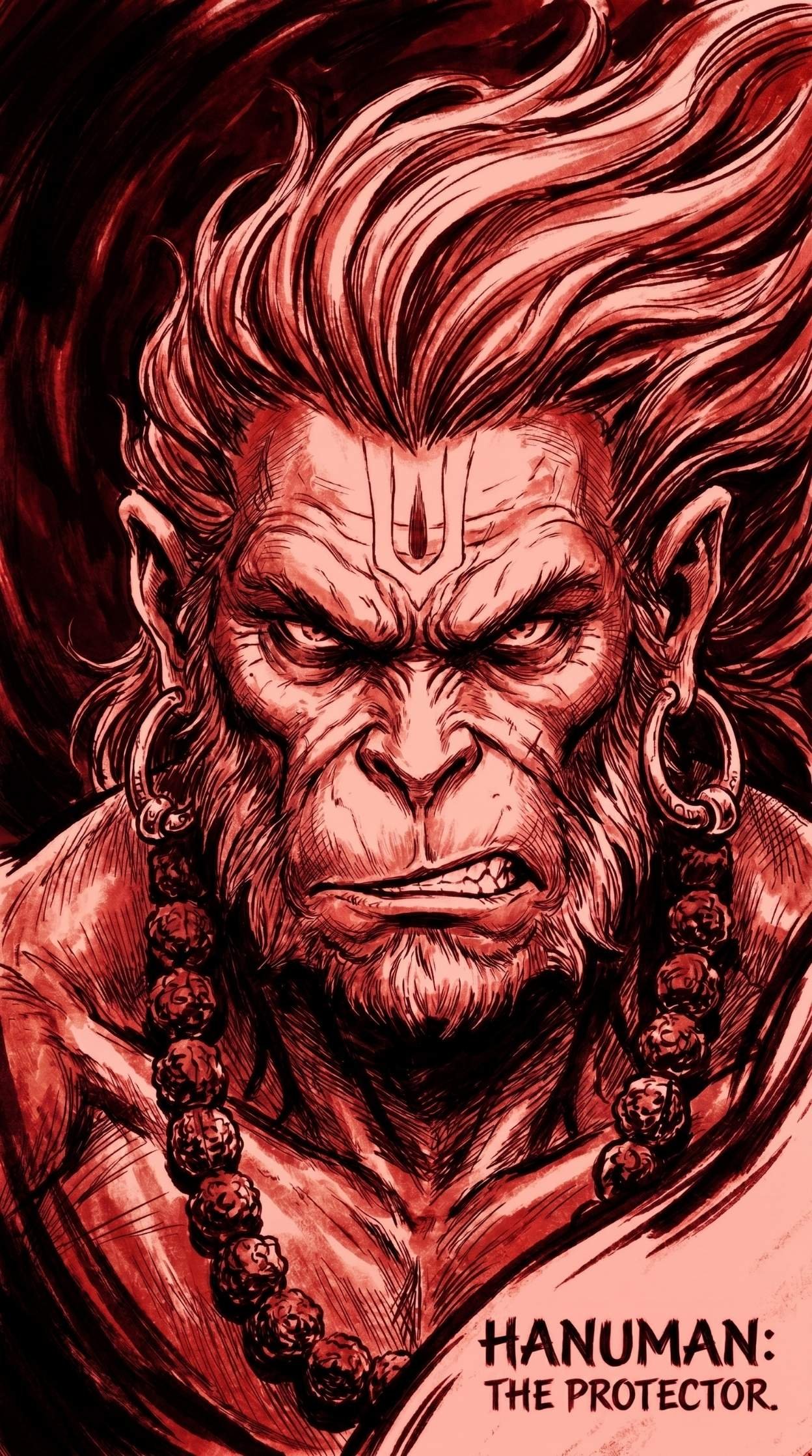 Angry Hanuman Protector Anime Art Wallpaper 4K Wallpaper for iPhone & Android