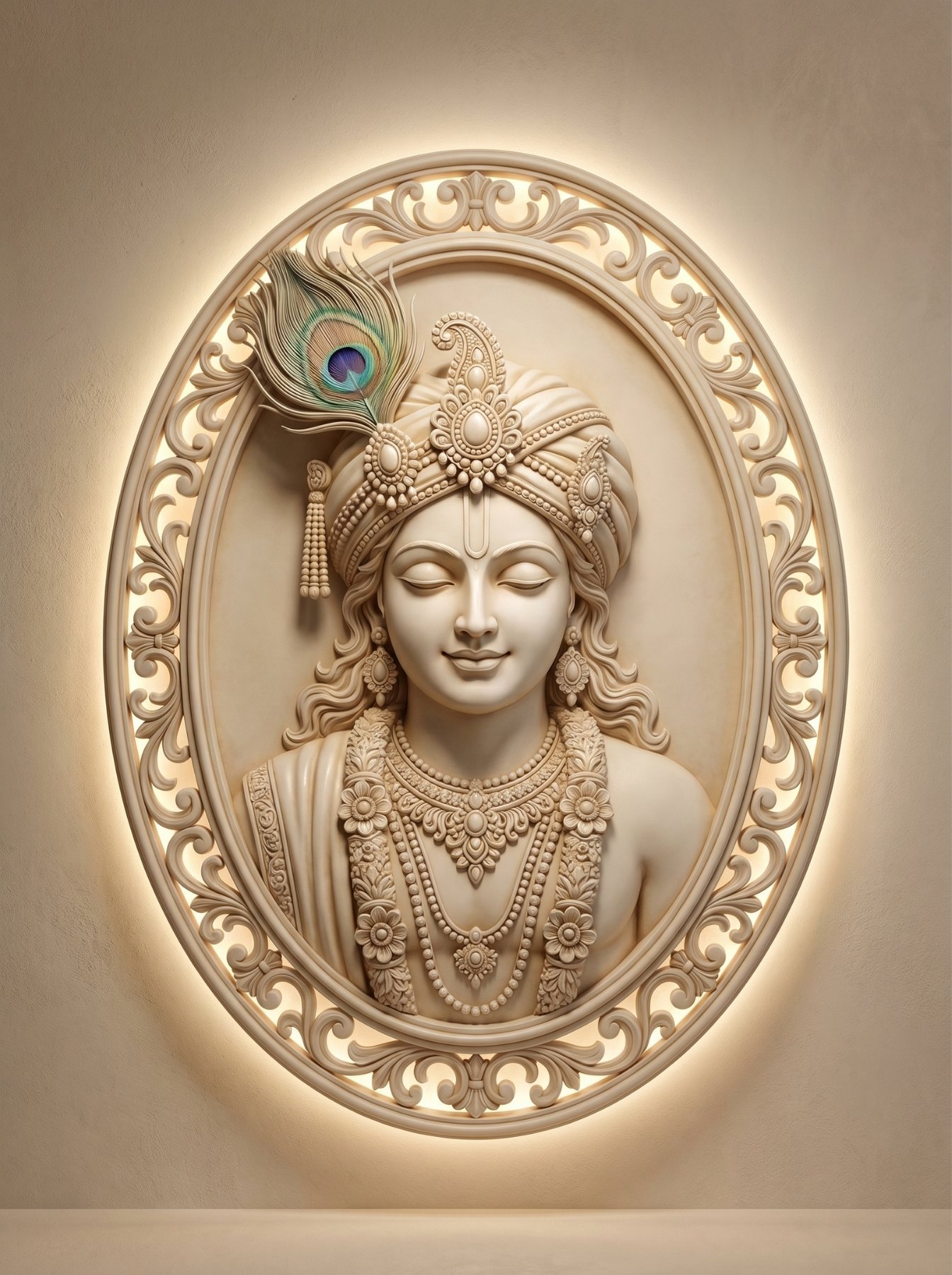 Divine Krishna Marble Relief Art Wallpaper 4K Wallpaper for iPhone & Android