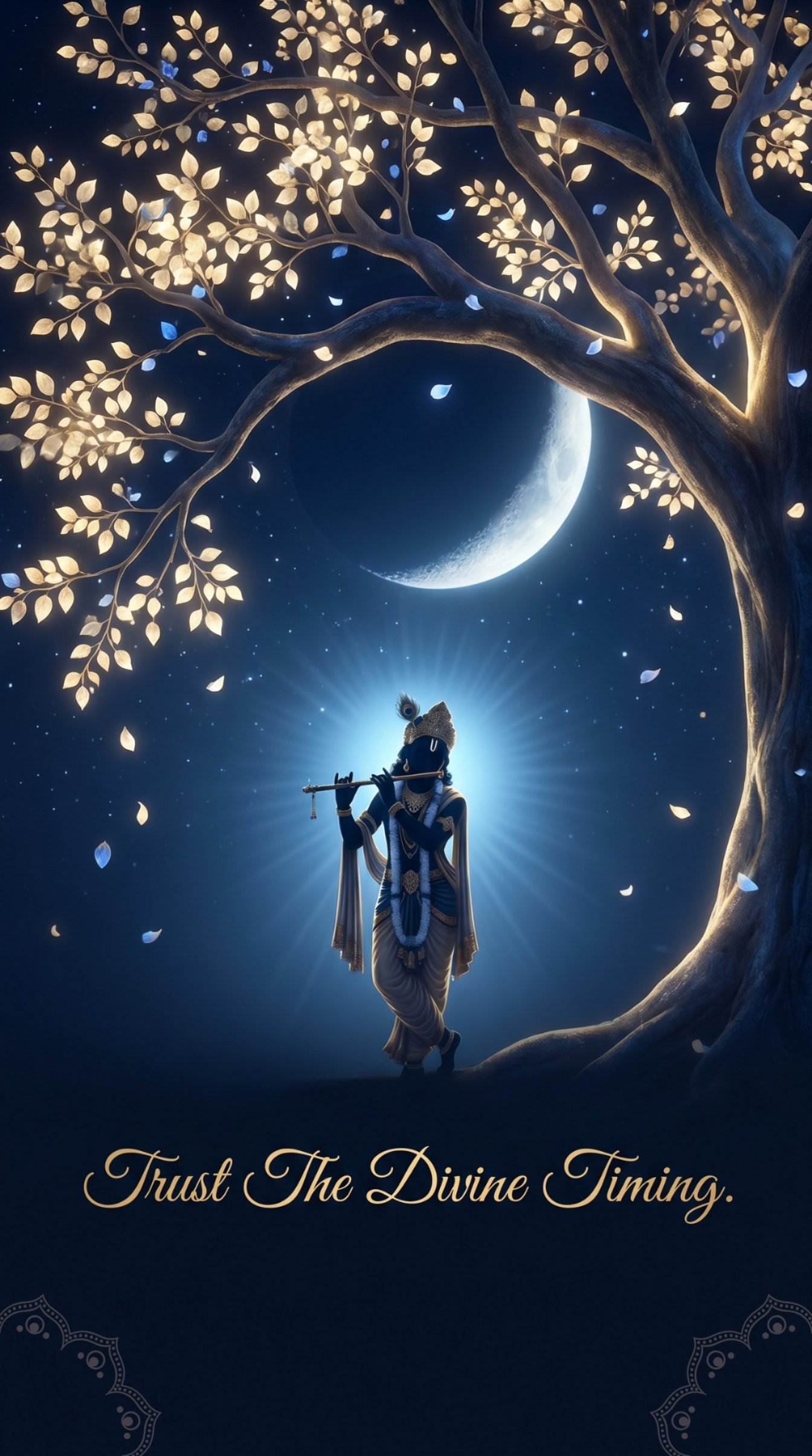 Trust The Divine Timing Krishna Moonlight Wallpaper 4K Wallpaper for iPhone & Android