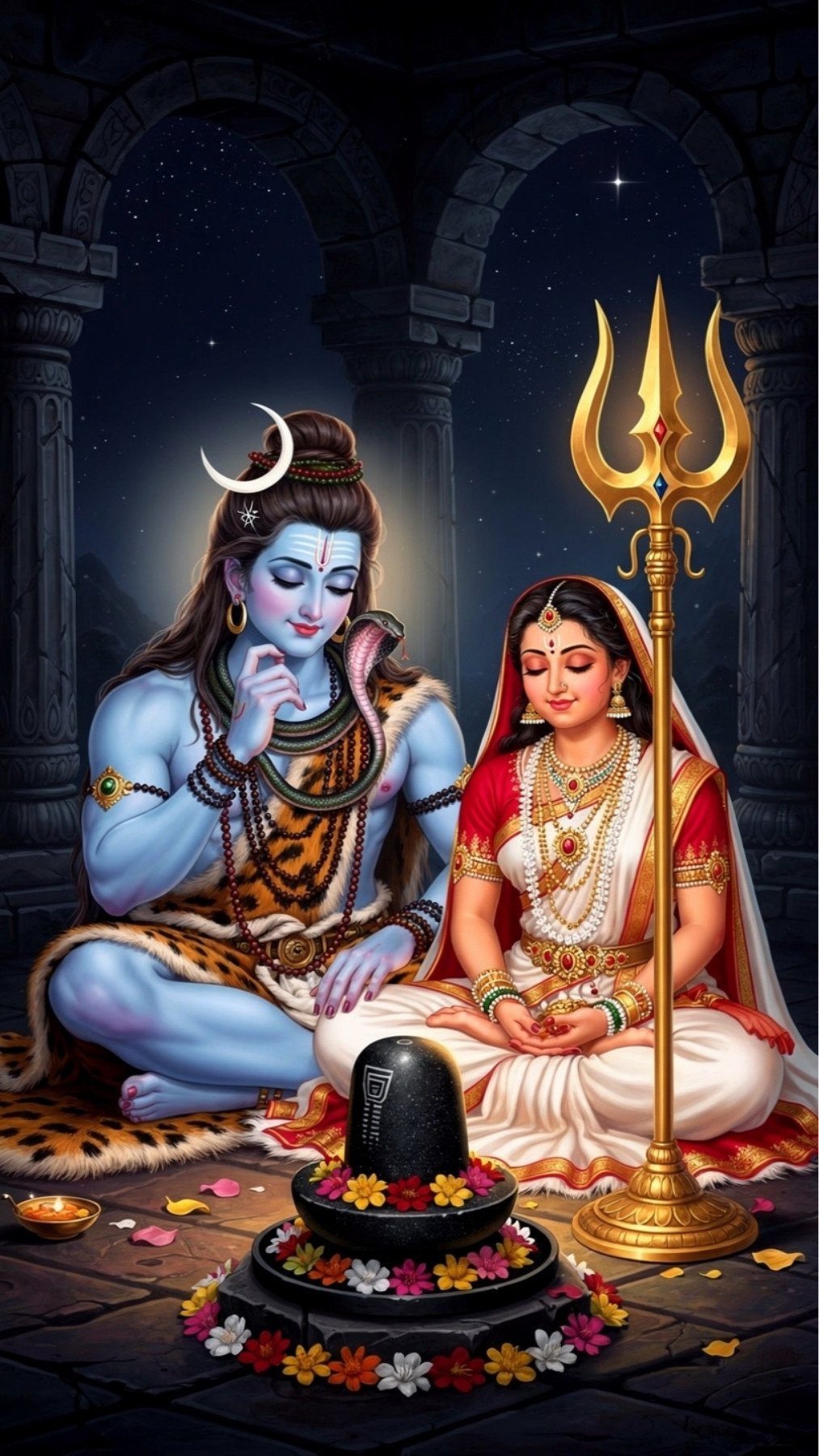 Shiv Parvati Divine Blessings HD Wallpaper 4K Wallpaper for iPhone & Android