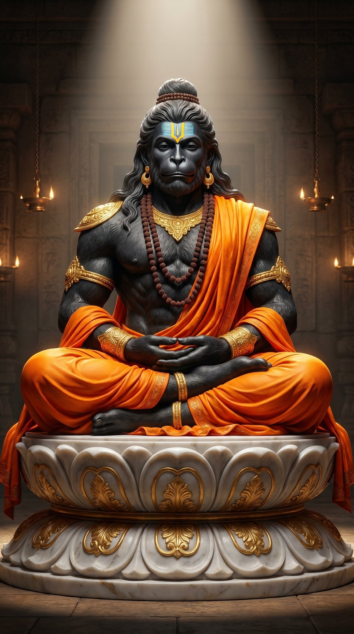 Meditating Hanuman Divine Strength HD Wallpaper 4K Wallpaper for iPhone & Android