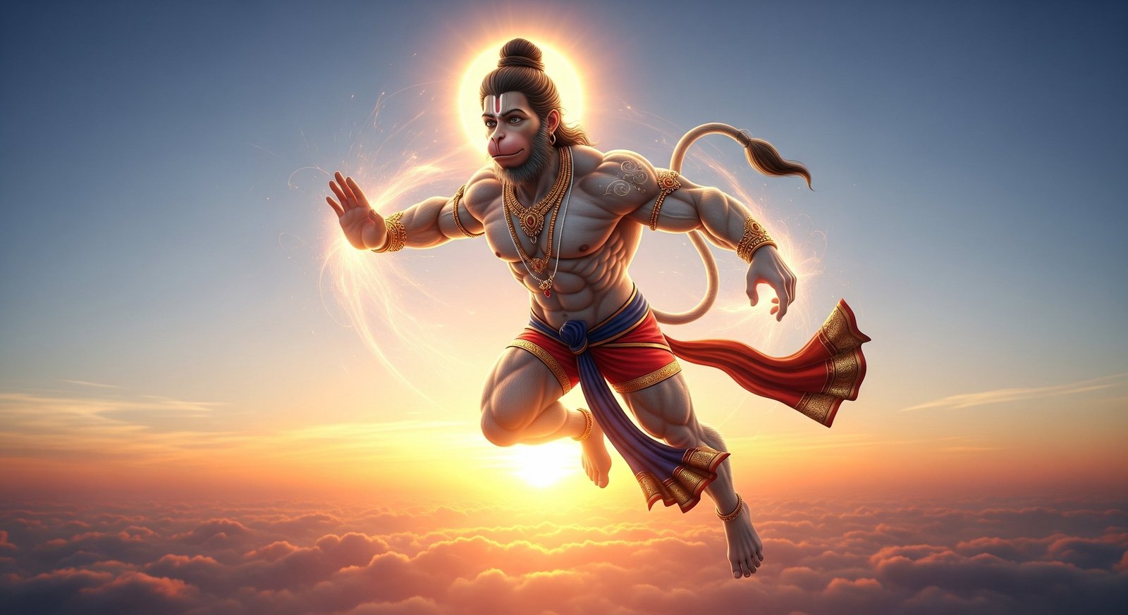 Flying Hanuman Divine Power HD Wallpaper 4K Wallpaper for iPhone & Android