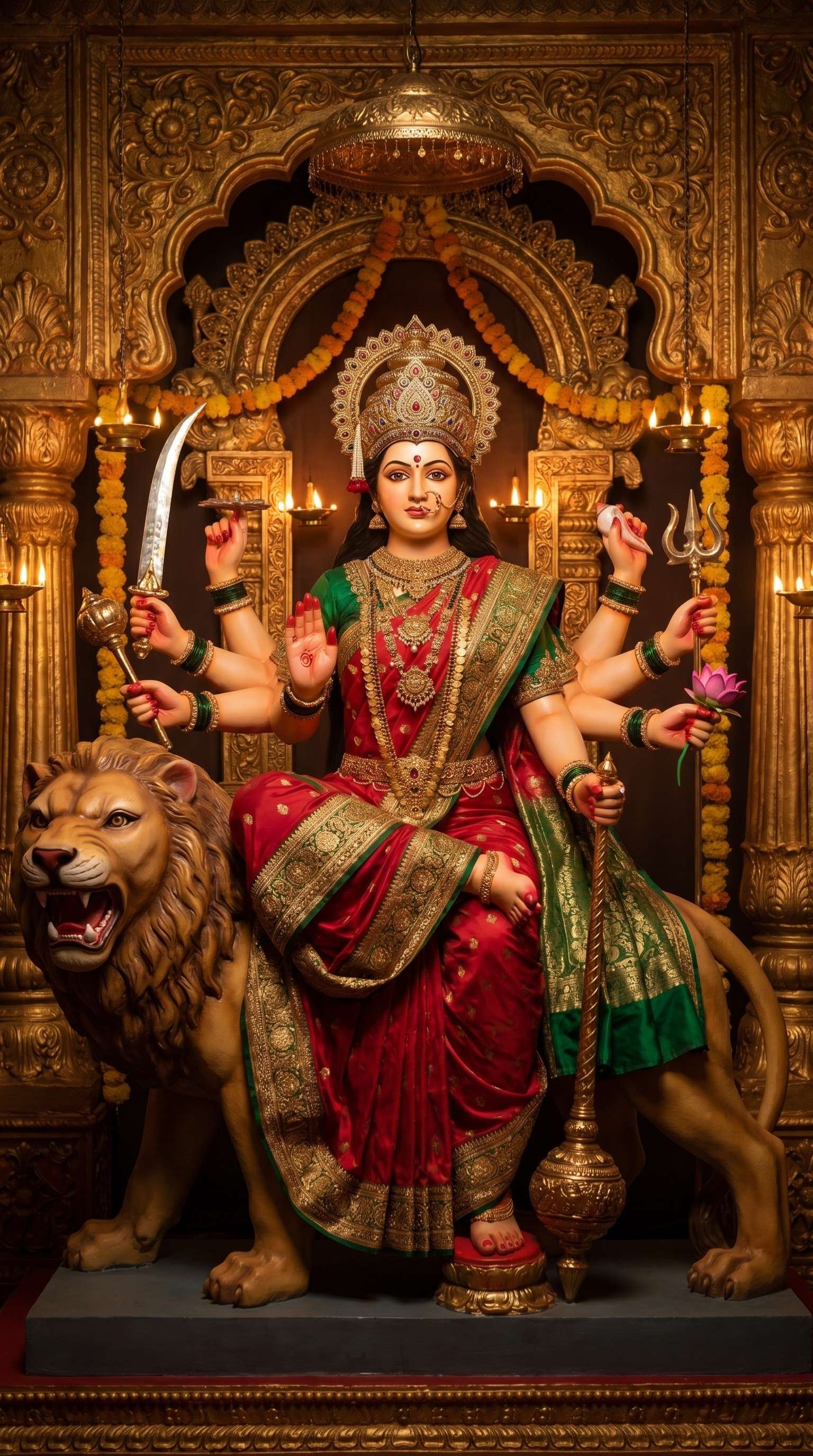 Maa Durga Divine Temple HD Wallpaper 4K Wallpaper for iPhone & Android