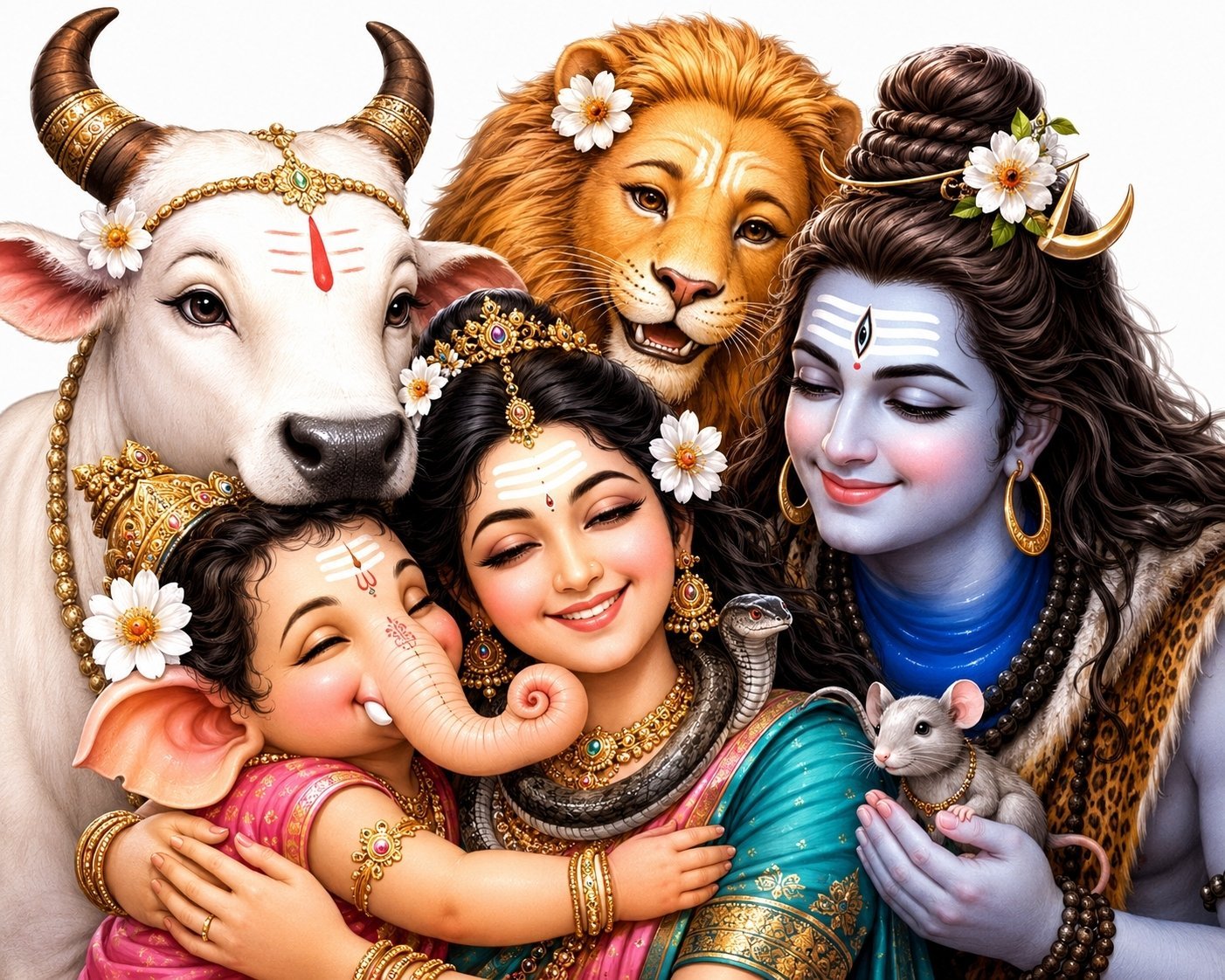 Shiv Parivar Divine Blessings HD Wallpaper 4K Wallpaper for iPhone & Android