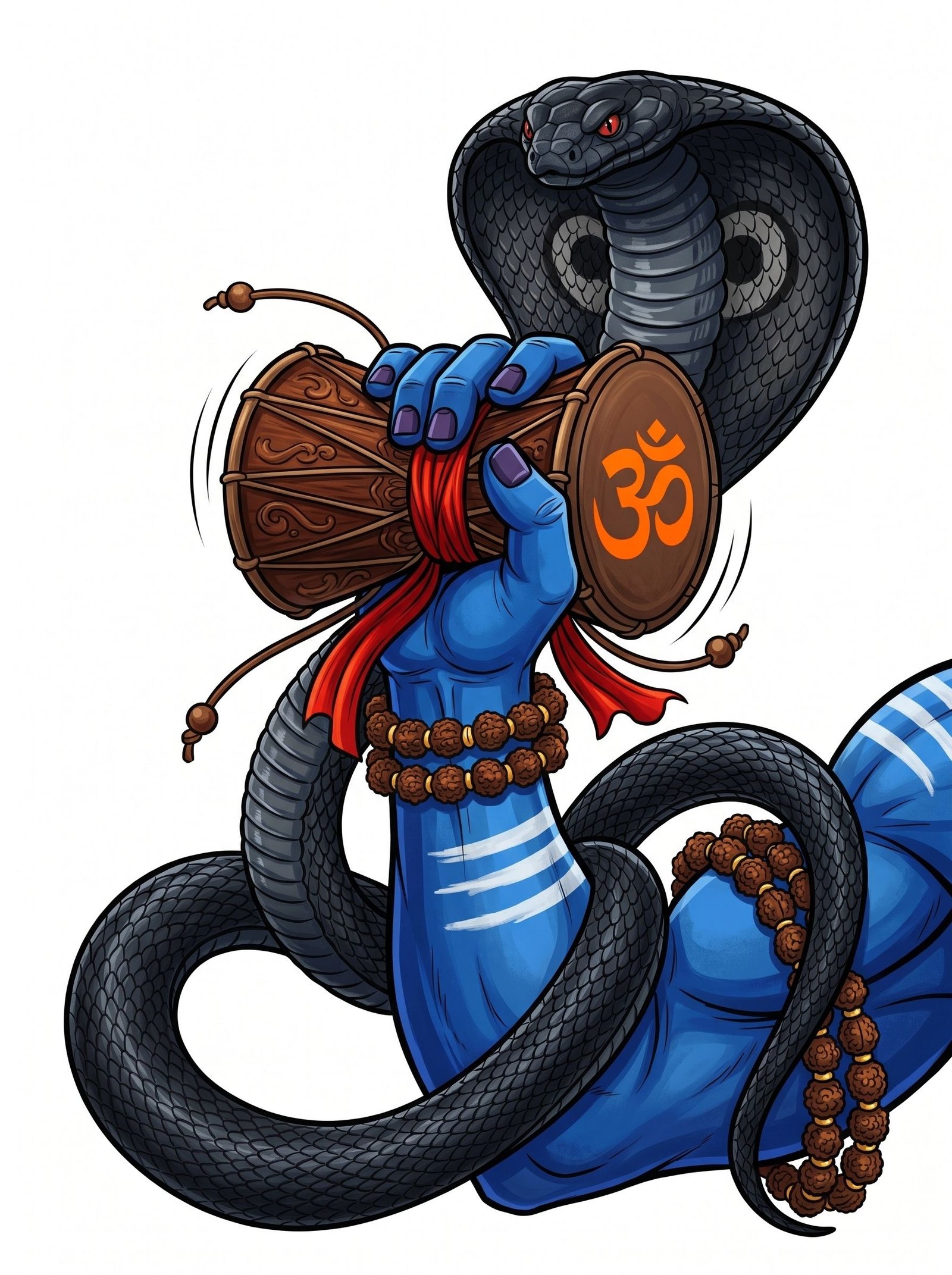 Lord Shiva Damru and Cobra Devotional Illustration 4K Wallpaper for iPhone & Android