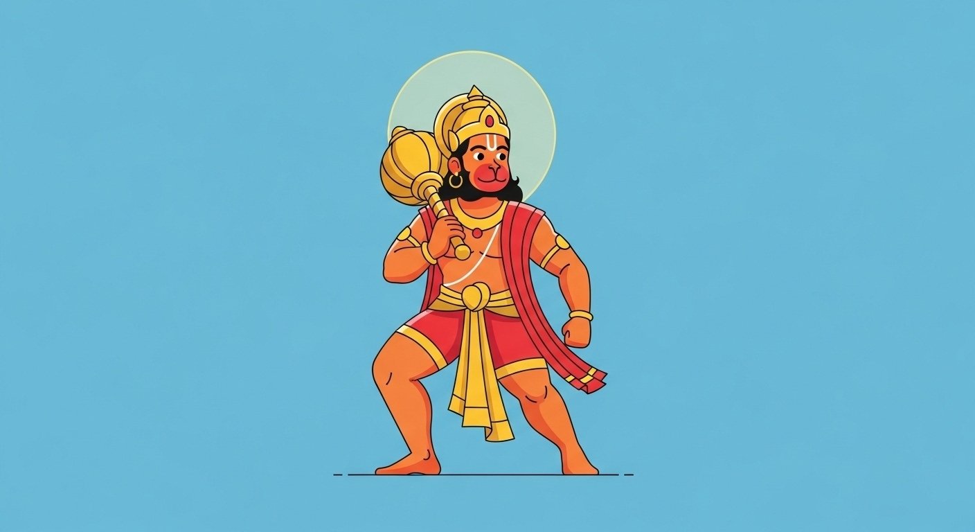 Minimalist Hanuman Warrior Vector Illustration 4K Wallpaper for iPhone & Android