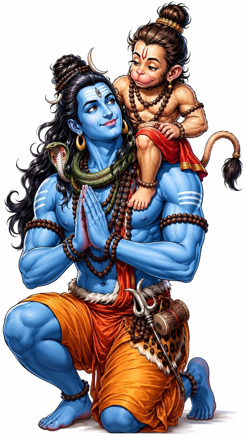 Divine Bond of Lord Shiva and Young Hanuman 4K Wallpaper for iPhone & Android