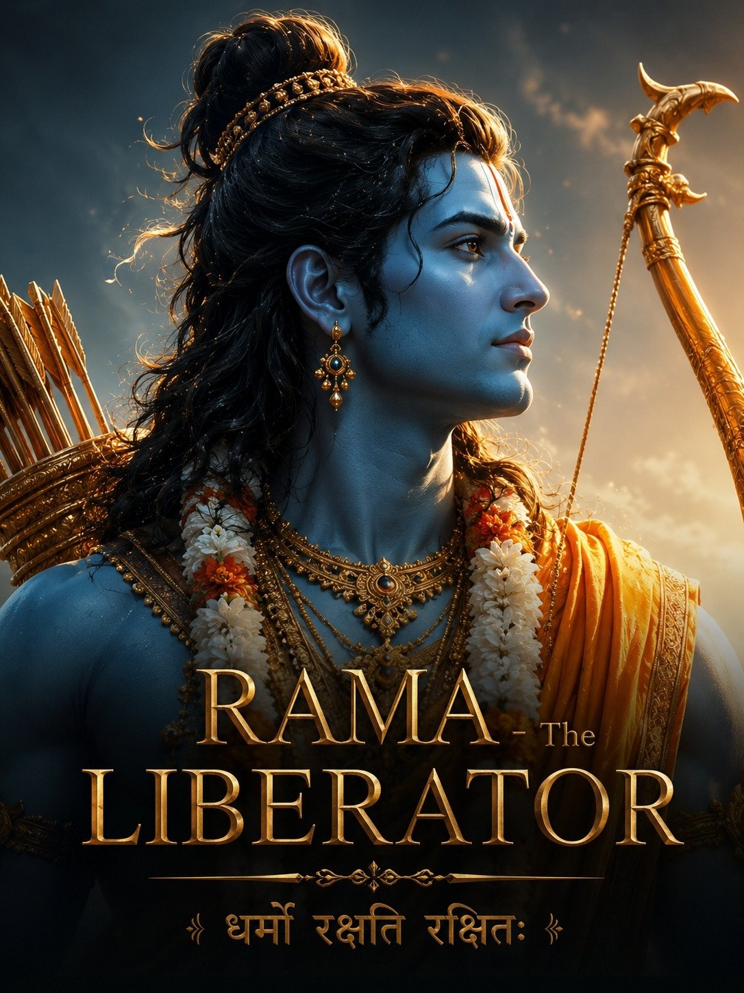 Lord Rama The Liberator – Divine Warrior Portrait with Dharma Quote