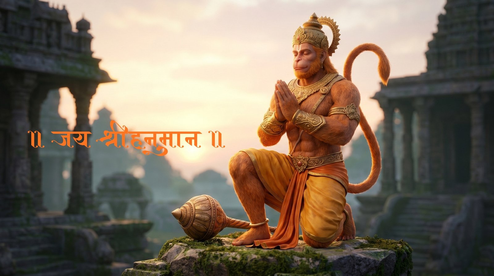 Jai Shri Hanuman – Devotional Hanuman Prayer at Ancient Temple Ruins