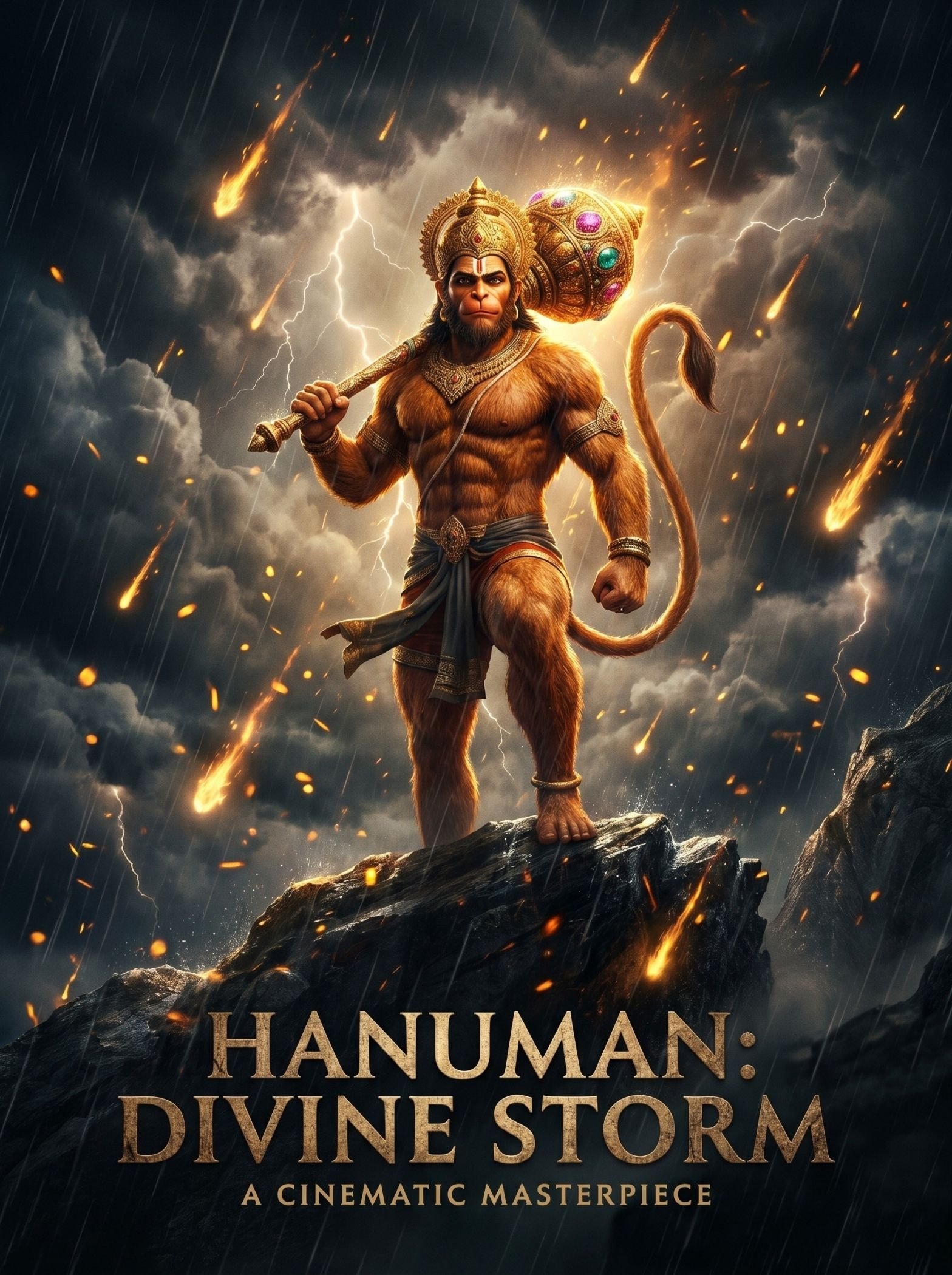 Hanuman: Divine Storm – Epic Warrior of the Celestial Tempest