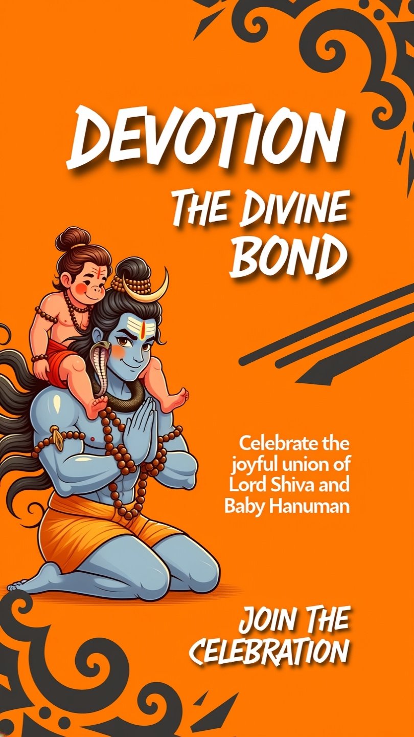 Shiva and Baby Hanuman Divine Bond Wallpaper