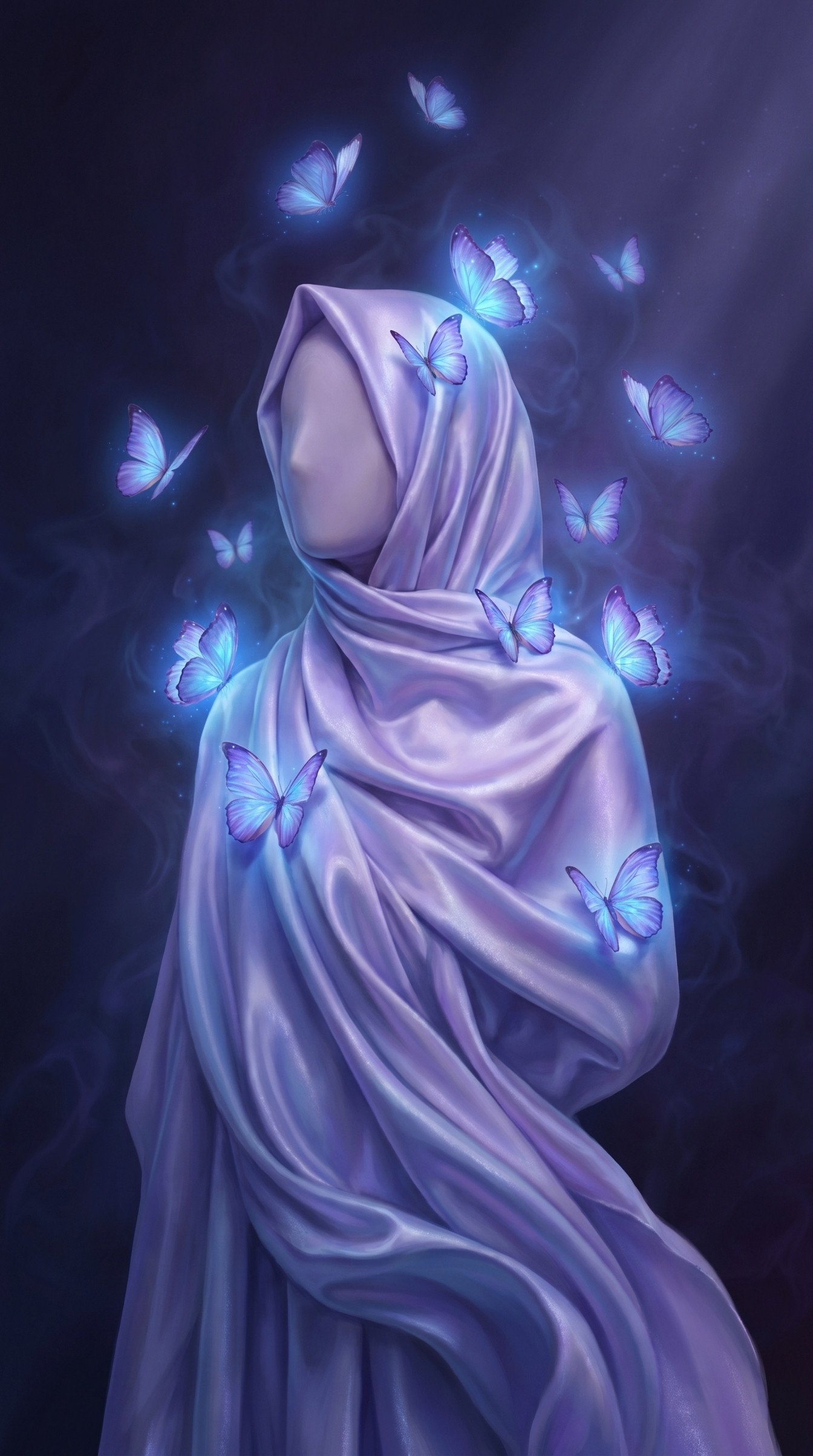 Ethereal Butterfly Veil – Dreamlike Lavender Fantasy Portrait