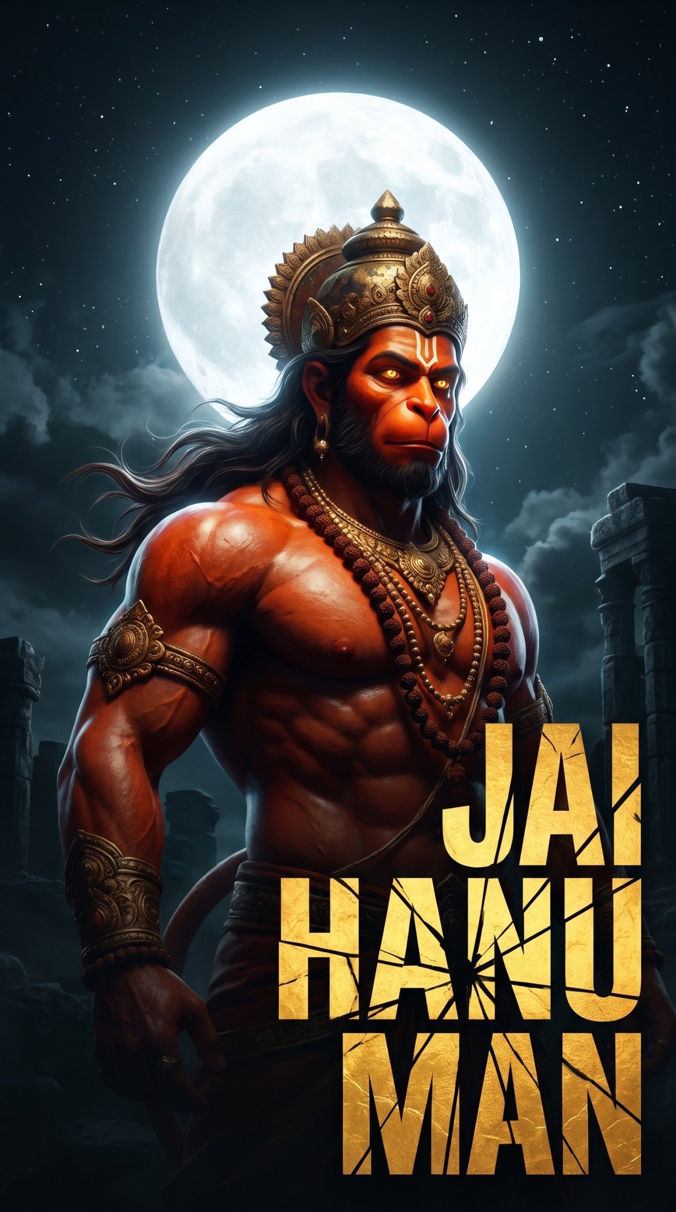 Lunar Sentinel Hanuman – The Moonlit Guardian of Dharma