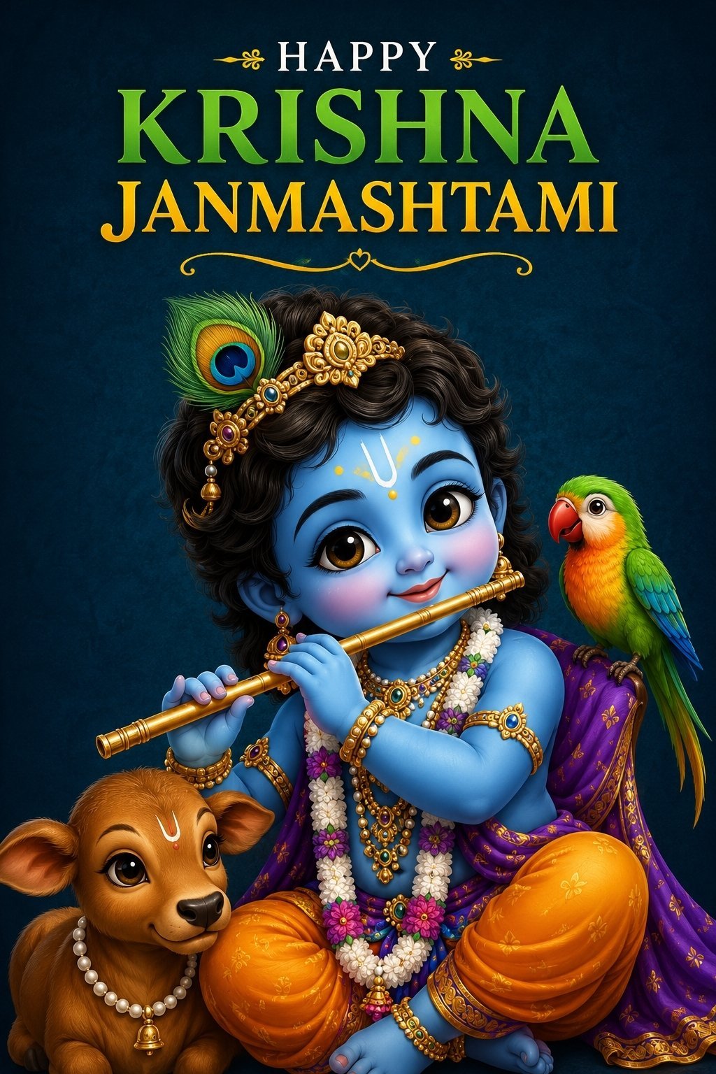 Cute Baby Krishna Janmashtami Celebration Artwork