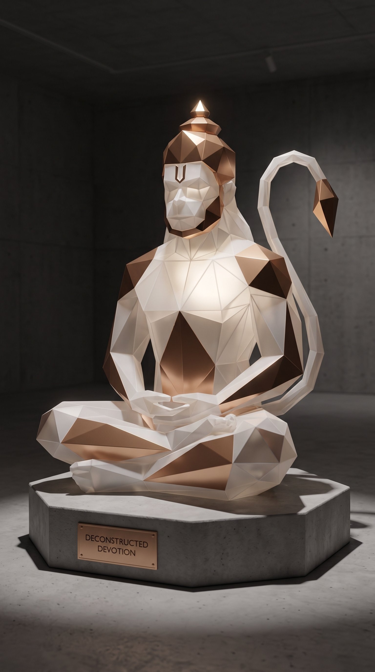 Modern Geometric Lord Hanuman Meditation Sculpture Wallpaper
