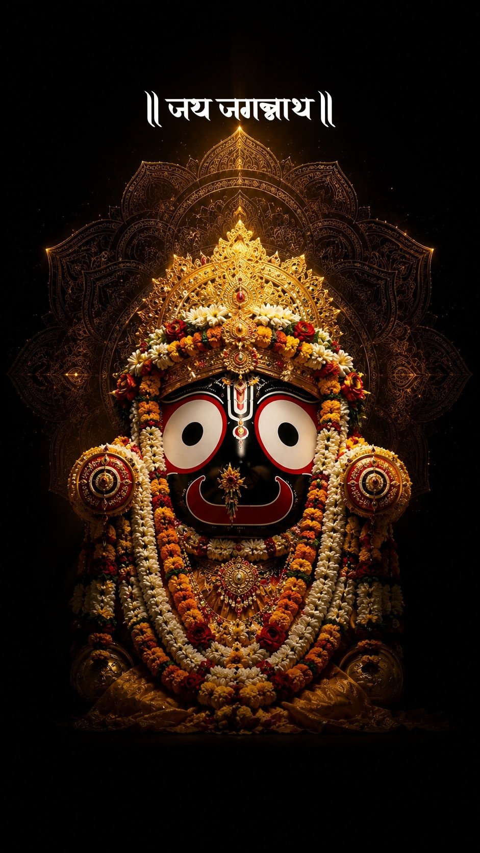 Jai Jagannath Divine Portrait Wallpaper – Sacred Lord Jagannath Blessings