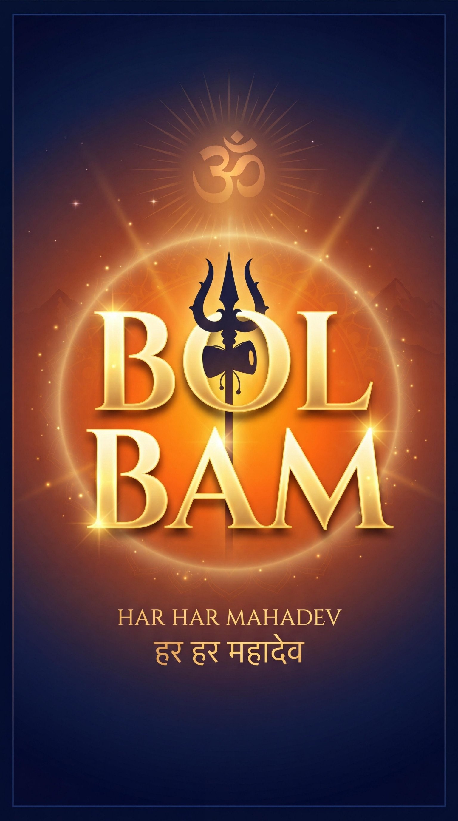 Bol Bam Wallpaper – Har Har Mahadev Trishul and Om Devotional Design
