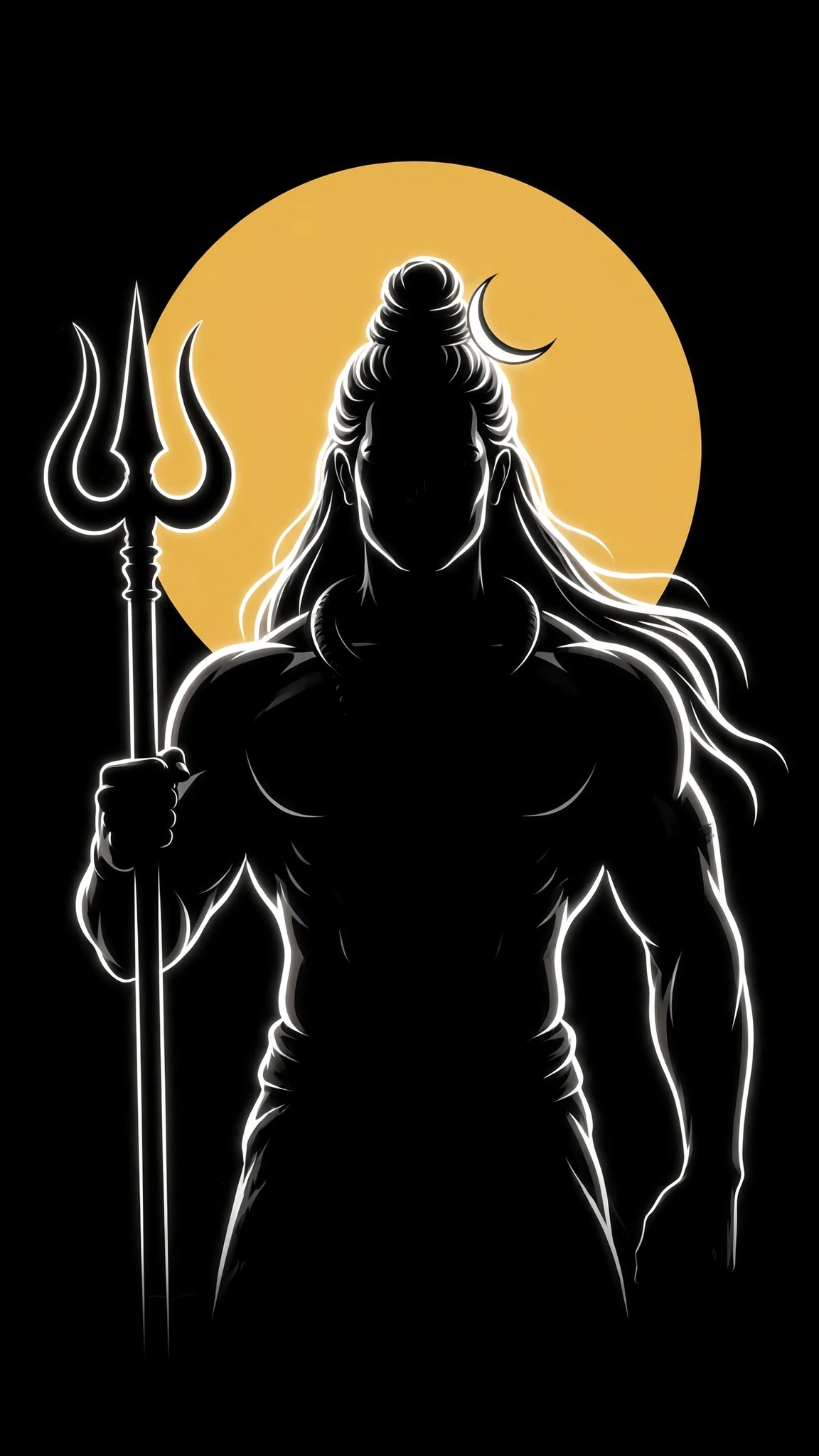 Minimal Black & Gold Mahadev Moon Art