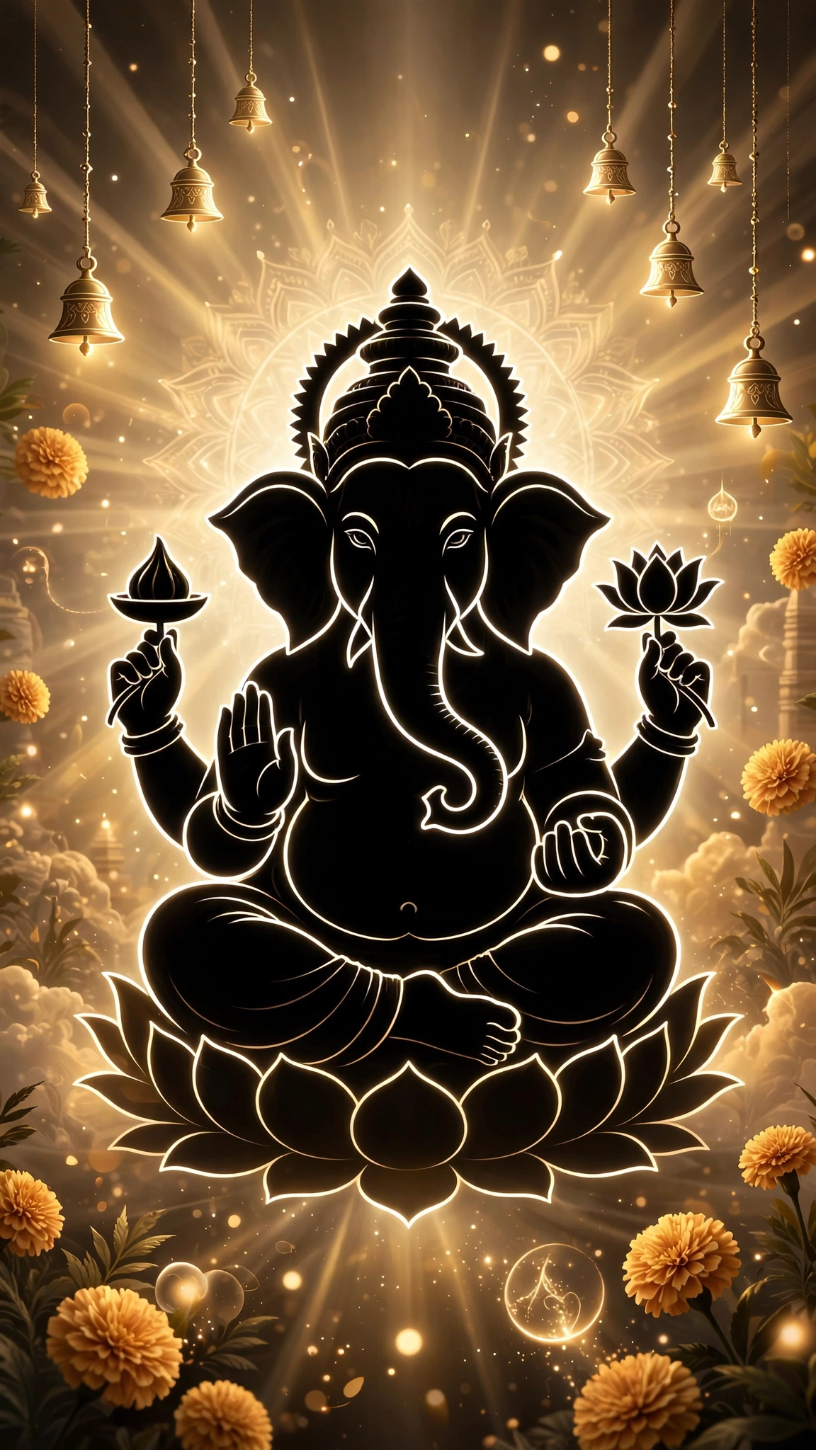 Lord Ganesha Silhouette Wallpaper HD