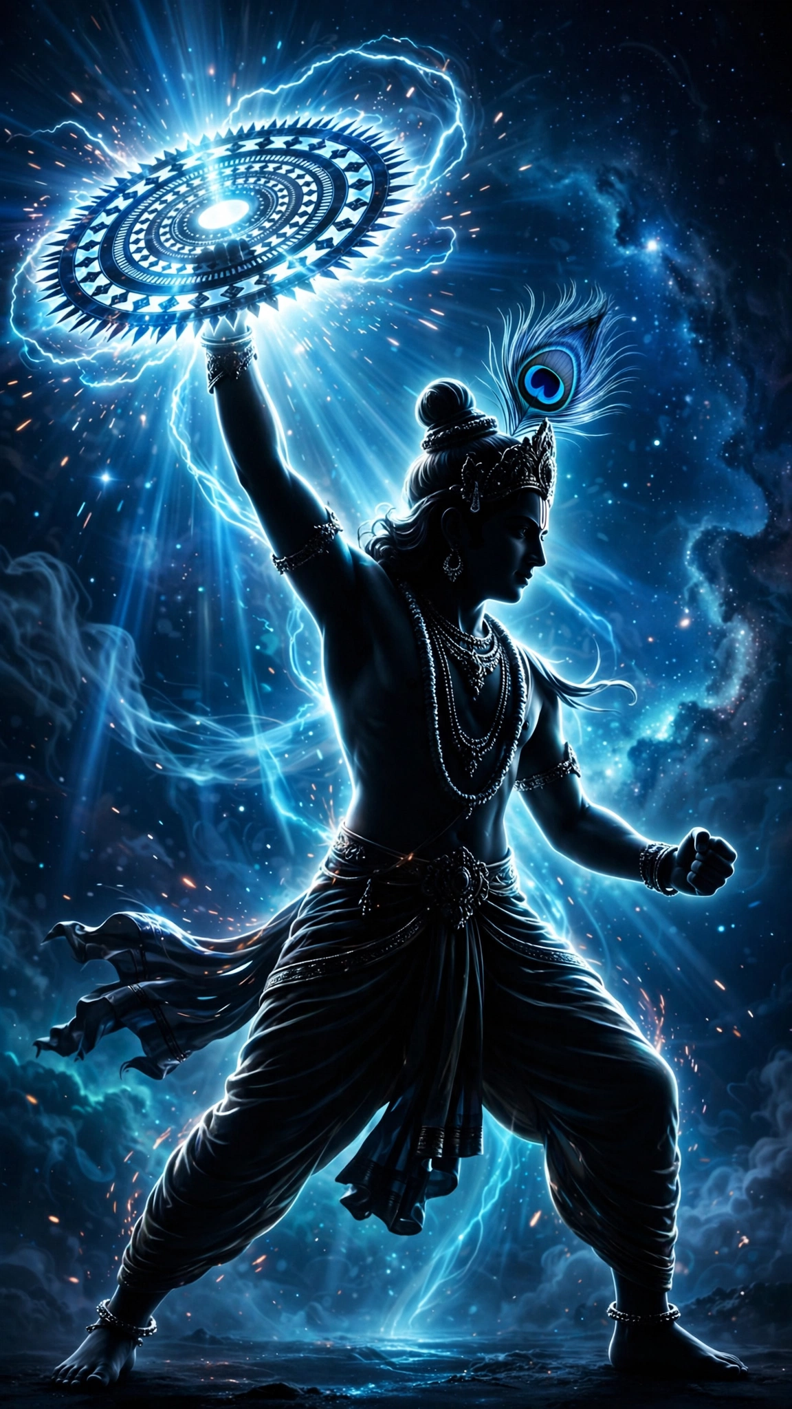 Cosmic Lord Krishna with Sudarshan Chakra