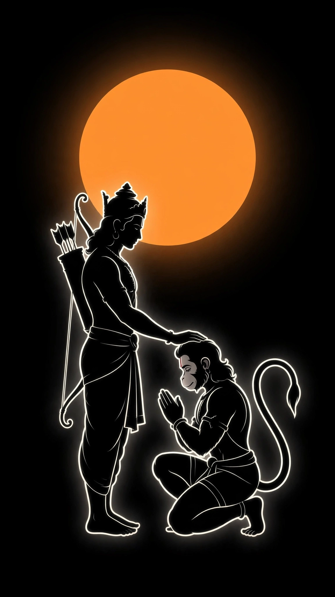 Lord Rama Blessing Hanuman – Minimalist Divine Devotion Silhouette
