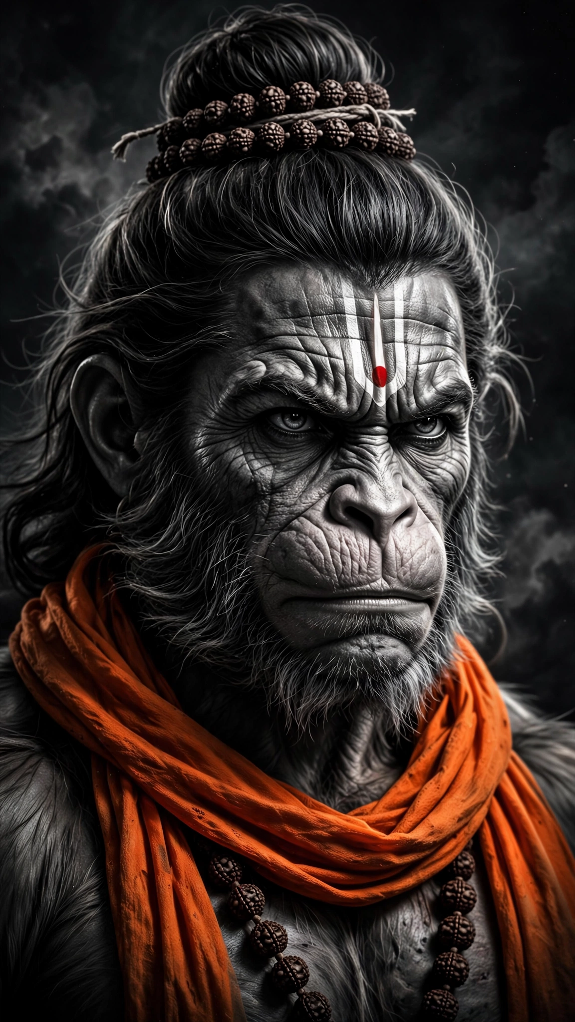 Powerful Lord Hanuman Portrait – Fierce Devotion & Unshakable Strength